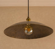 Hammered Pendant Light, Aged Brass Ceiling Shade, Hanging Dish Lamp