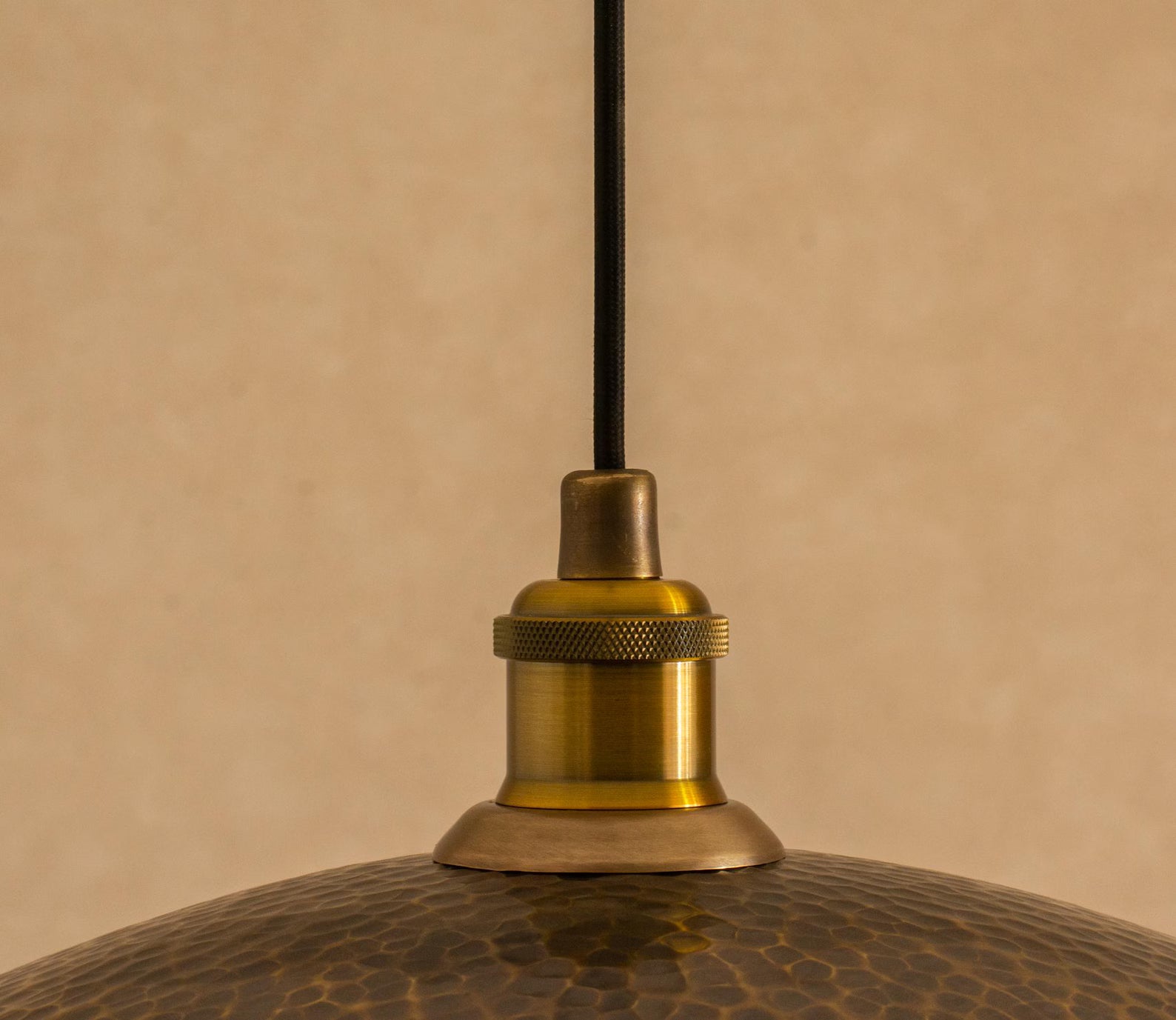 Hammered Pendant Light, Aged Brass Ceiling Shade, Hanging Dish Lamp