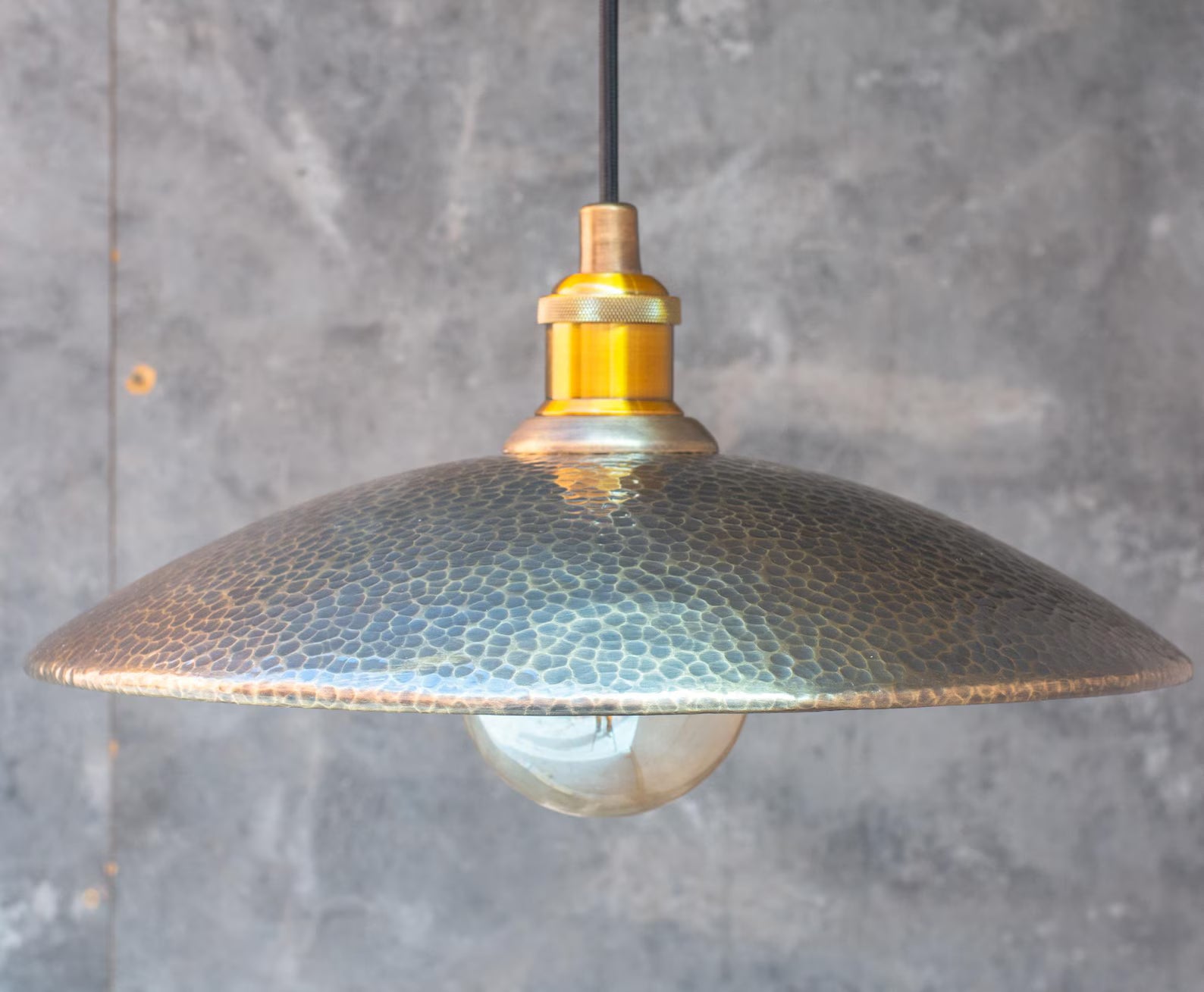 Hammered Pendant Light, Hanging Light Fixture, Brass Ceiling Light, Headhat Plate Light