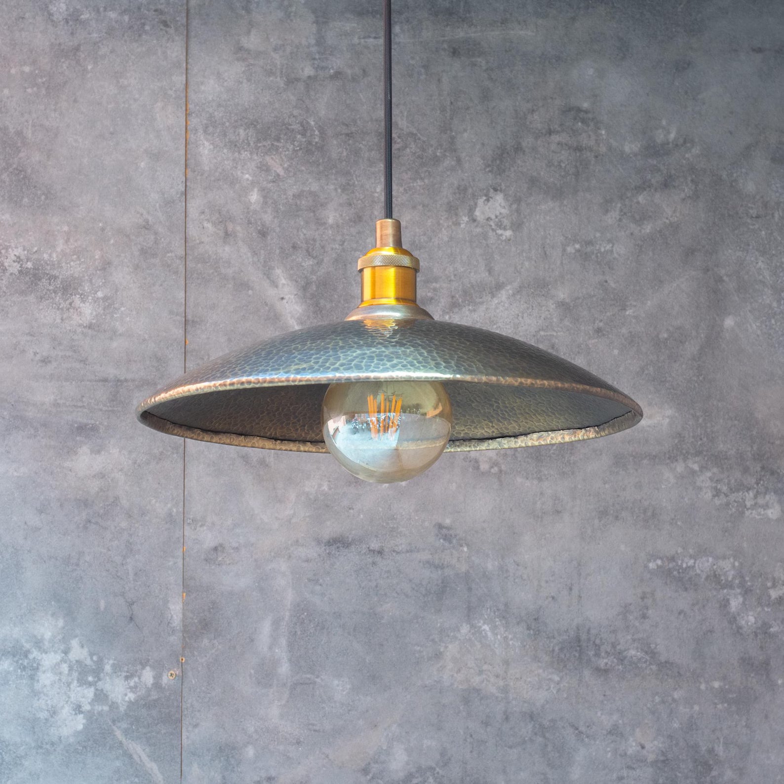 Hammered Pendant Light, Hanging Light Fixture, Brass Ceiling Light, Headhat Plate Light