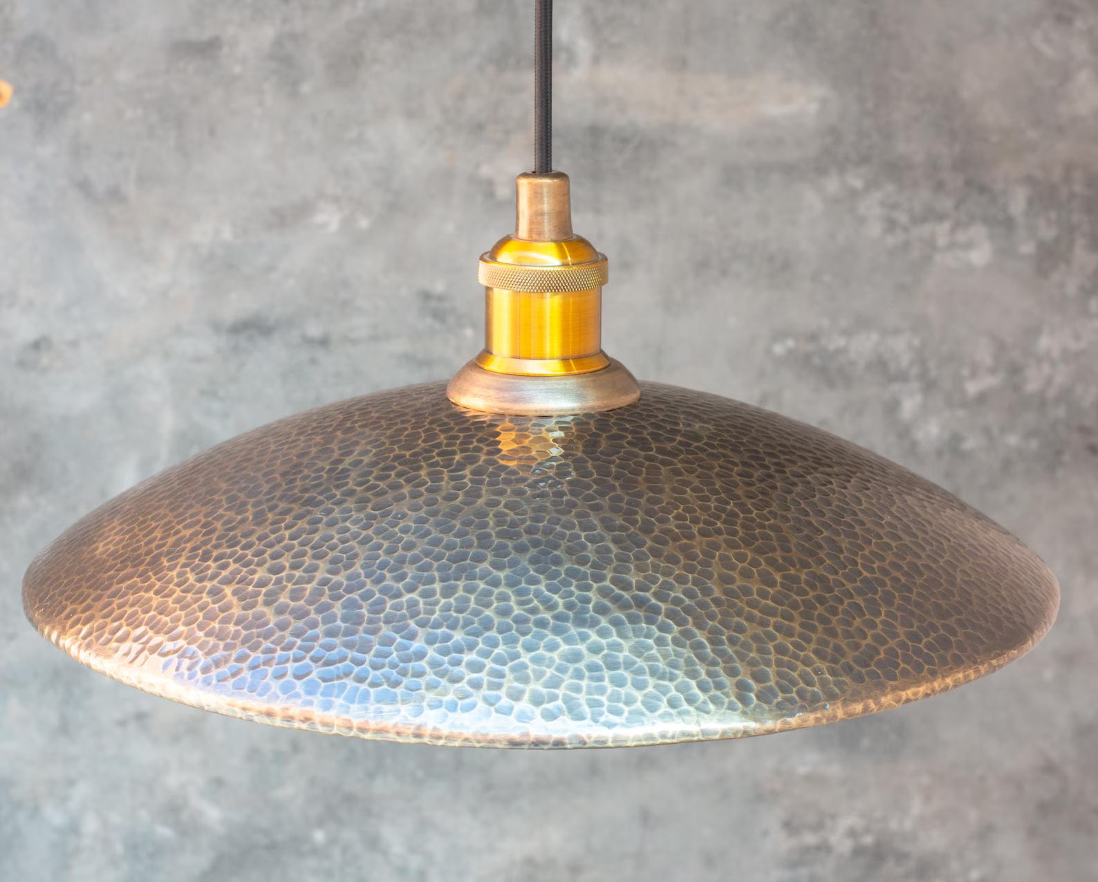 Hammered Pendant Light, Hanging Light Fixture, Brass Ceiling Light, Headhat Plate Light