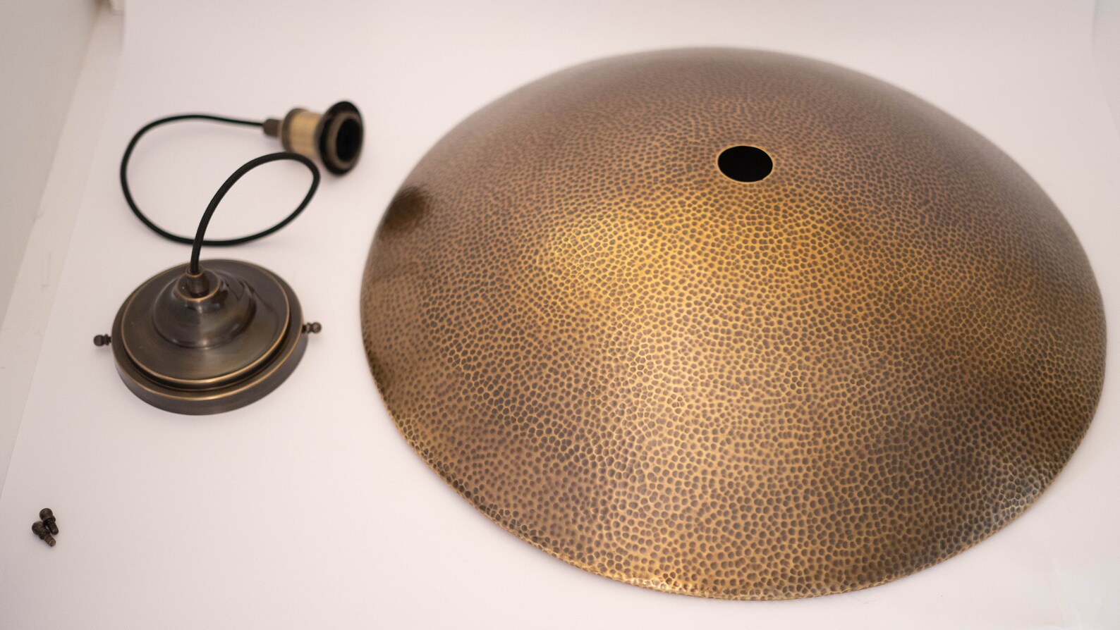 Hammered Pendant Light, Hanging Light Fixture, Brass Ceiling Light, Headhat Plate Light