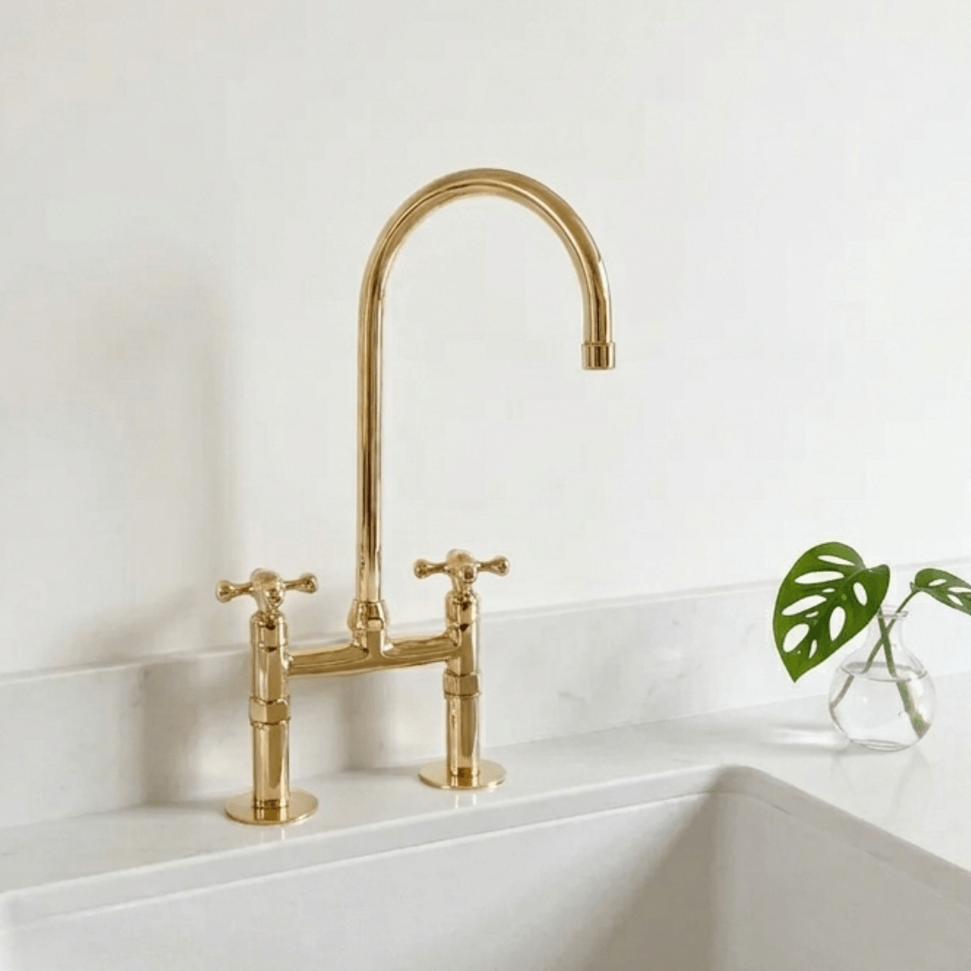 Heritage - Signature Brass Kitchen Bridge Faucet - Insideast