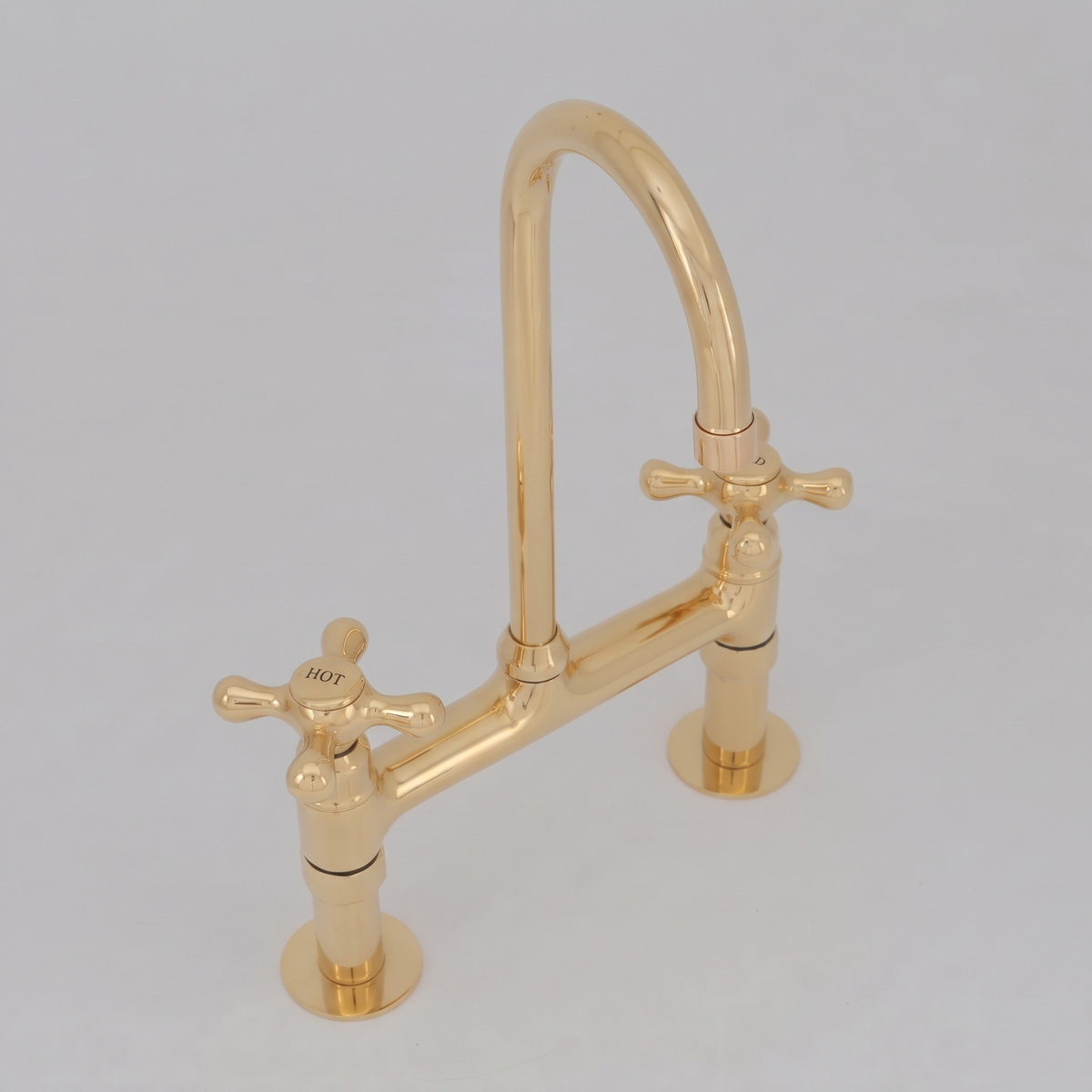 Heritage - Solid Brass Bridge Kitchen Faucet, Hot & Cold Cross Handles