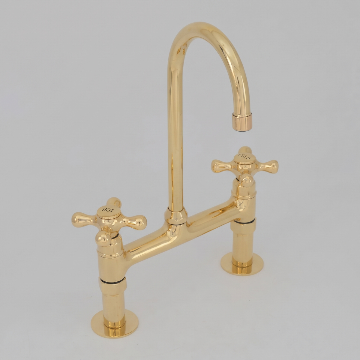 Heritage - Solid Brass Bridge Kitchen Faucet, Hot & Cold Cross Handles