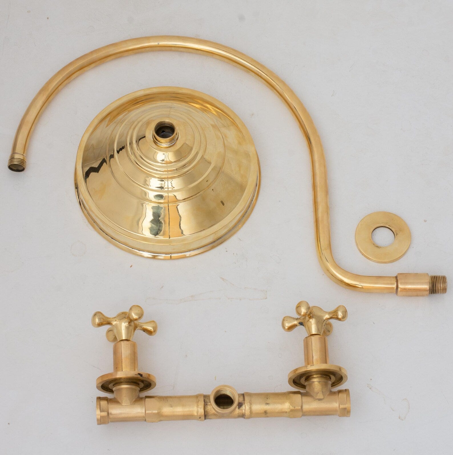 Brass Built-in Shower System,  High Arc Gooseneck Shower Arm With Showerhead