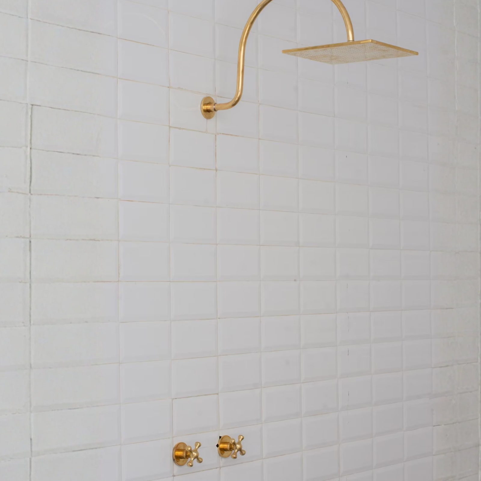 Brass Built-in Shower System,  High Arc Gooseneck Shower Arm With Showerhead