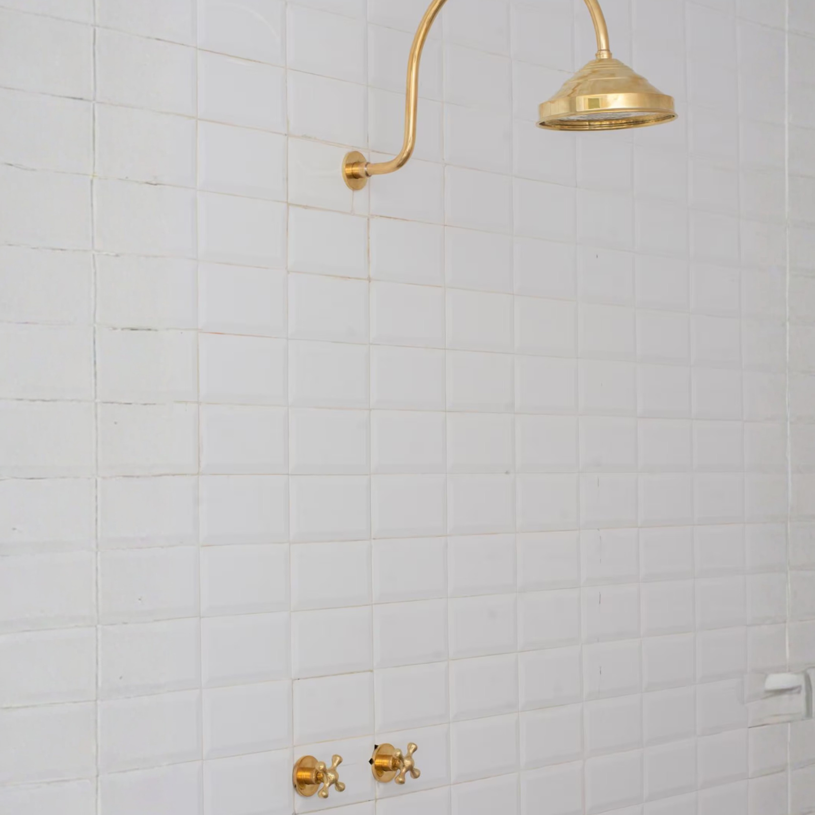 Brass Built-in Shower System,  High Arc Gooseneck Shower Arm With Showerhead