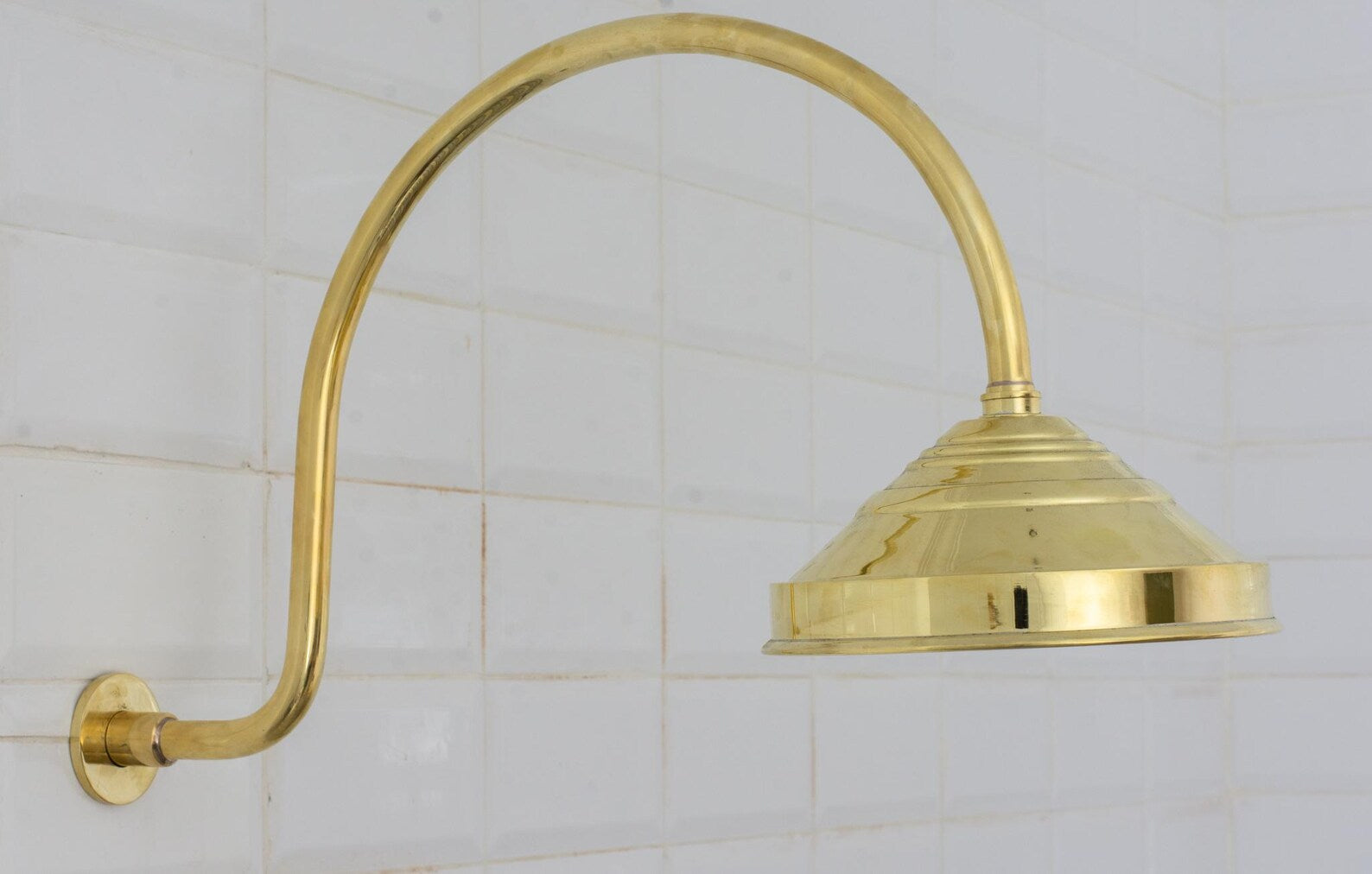 Brass Built-in Shower System,  High Arc Gooseneck Shower Arm With Showerhead