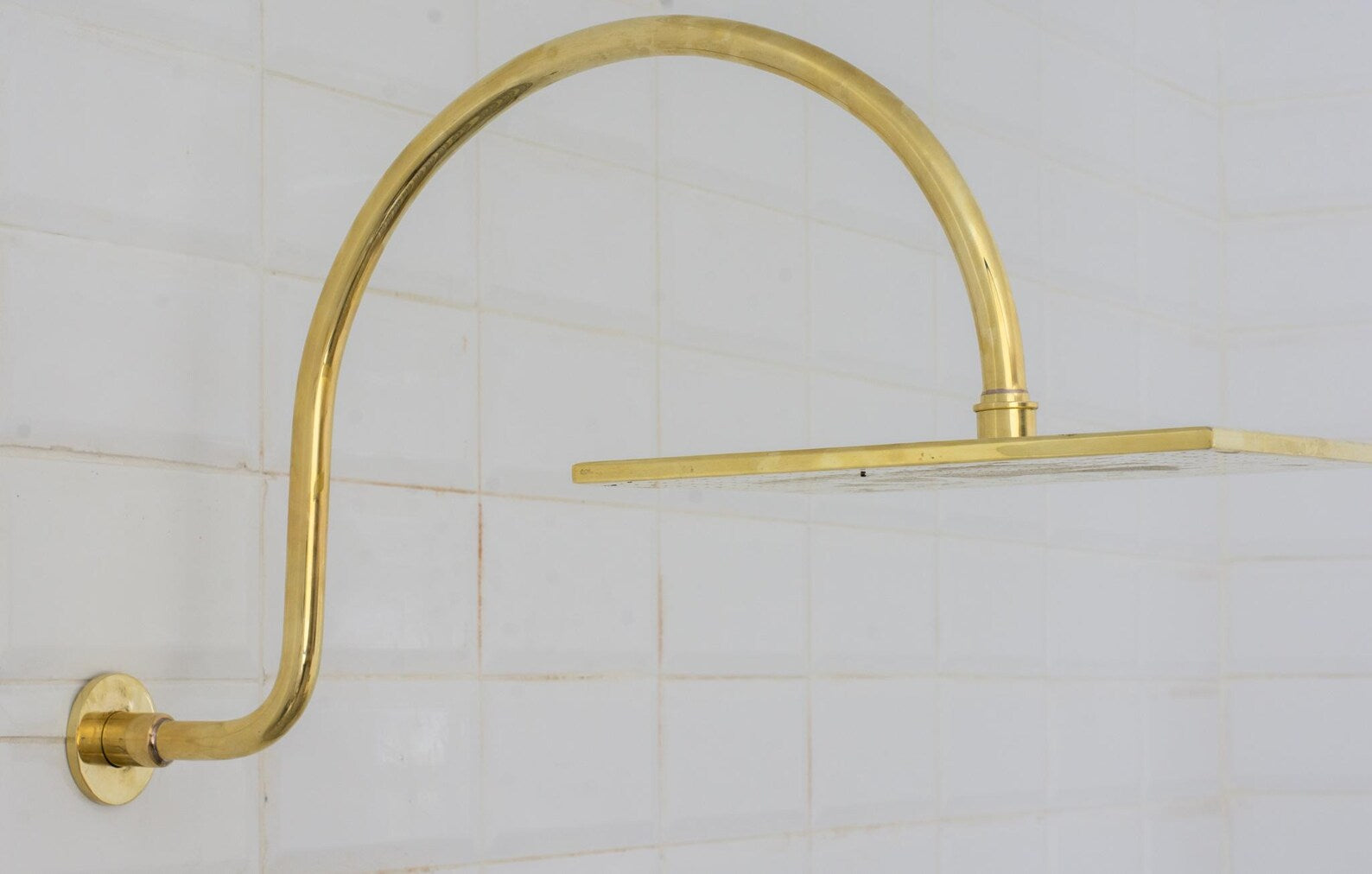 Brass Built-in Shower System,  High Arc Gooseneck Shower Arm With Showerhead