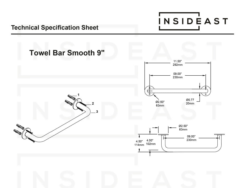 Unlacquered Brass Towel Holder, Bathroom Towel Bar, Wall Mount Towel Holder