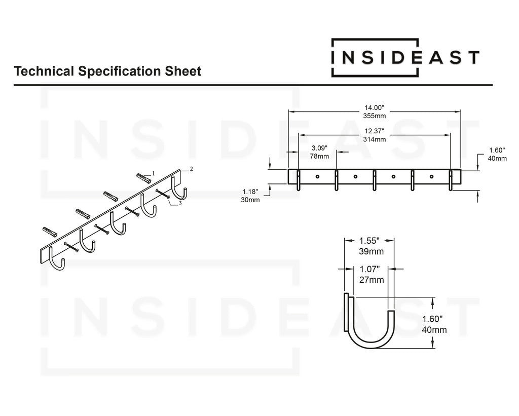 Solid Brass Coat Hooks Rack, Wall Mounted Hanger Hooks, Hallway Hooks