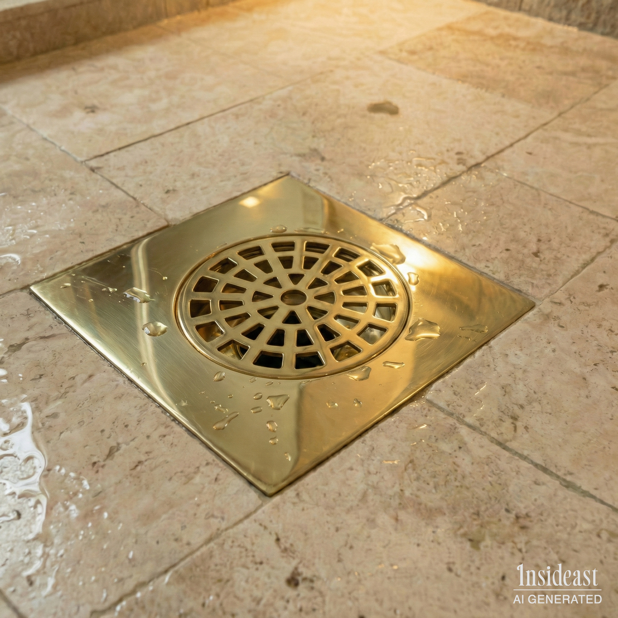 Solid Brass Smooth Floor Drain | Square Grate Shower Drain Cover