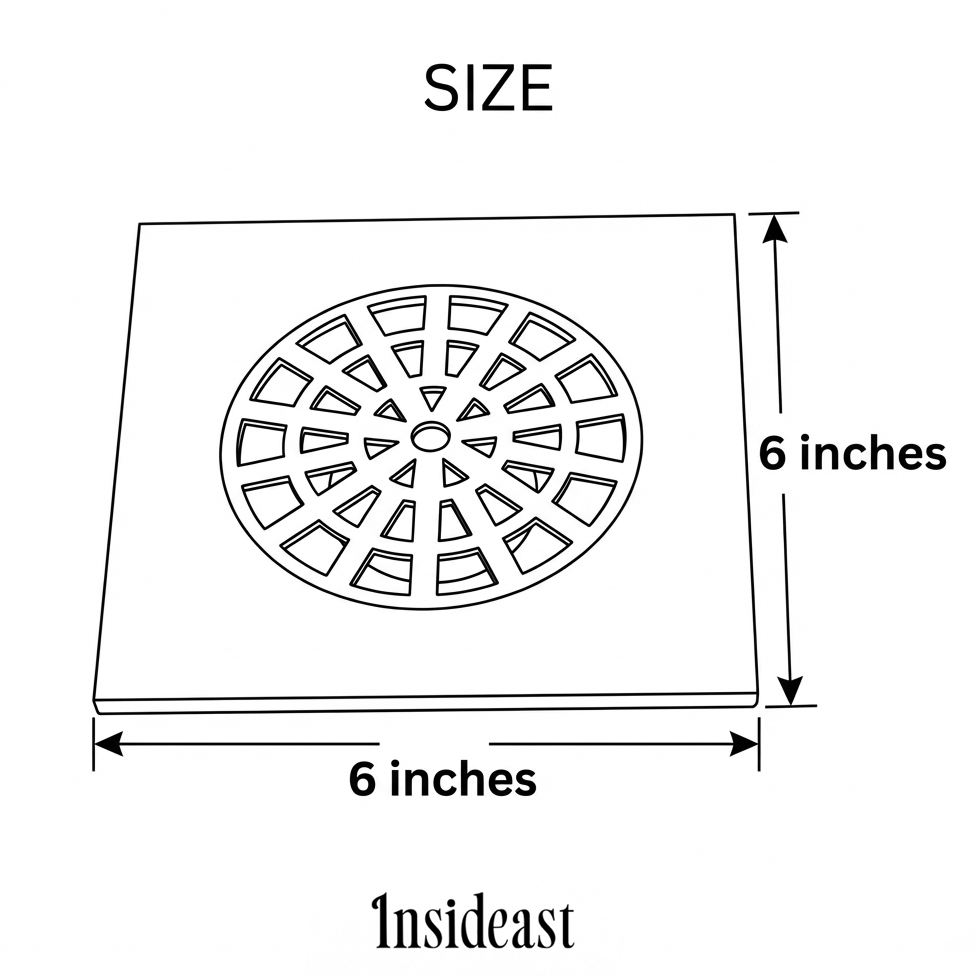 Solid Brass Smooth Floor Drain | Square Grate Shower Drain Cover