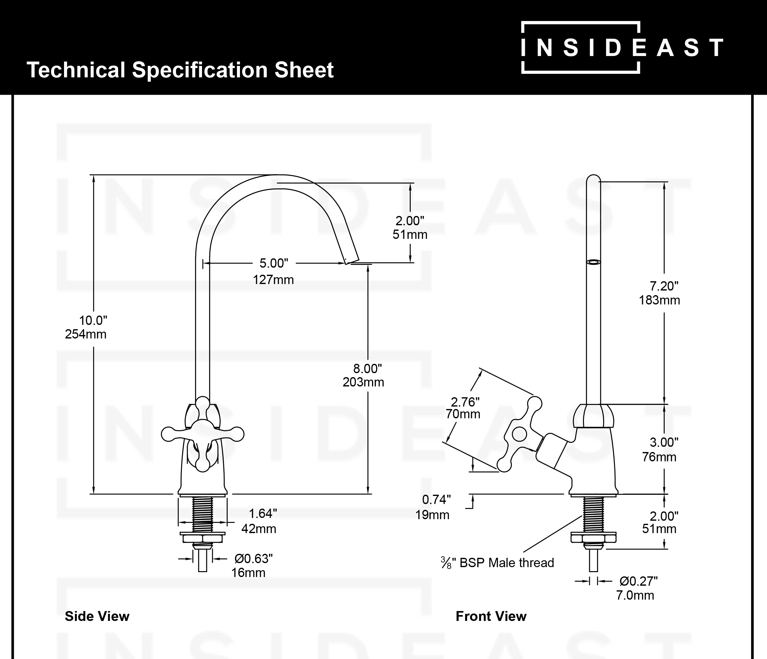 Unlacquered Brass Water Dispenser Kitchen Faucet | Single Hole Cold Water Tap