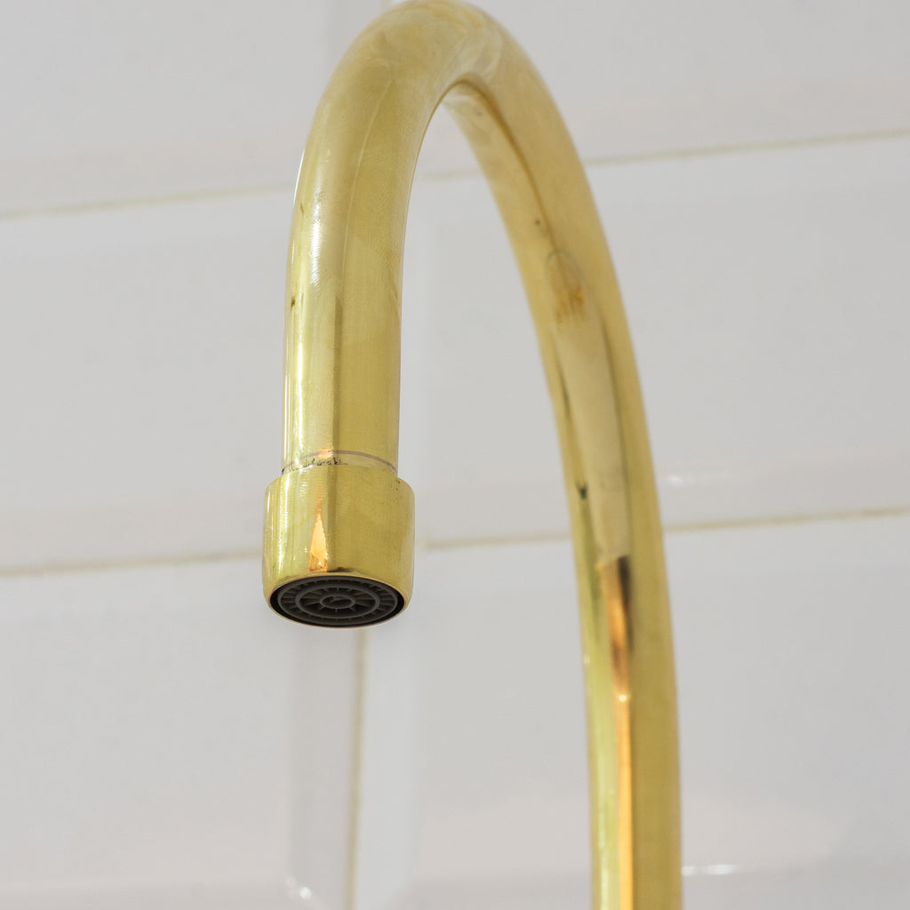 Unlacquered Brass 3-Hole Bridge Faucet With Sprayer, 3 Legs Faucet, Deck Mount Kitchen Faucet