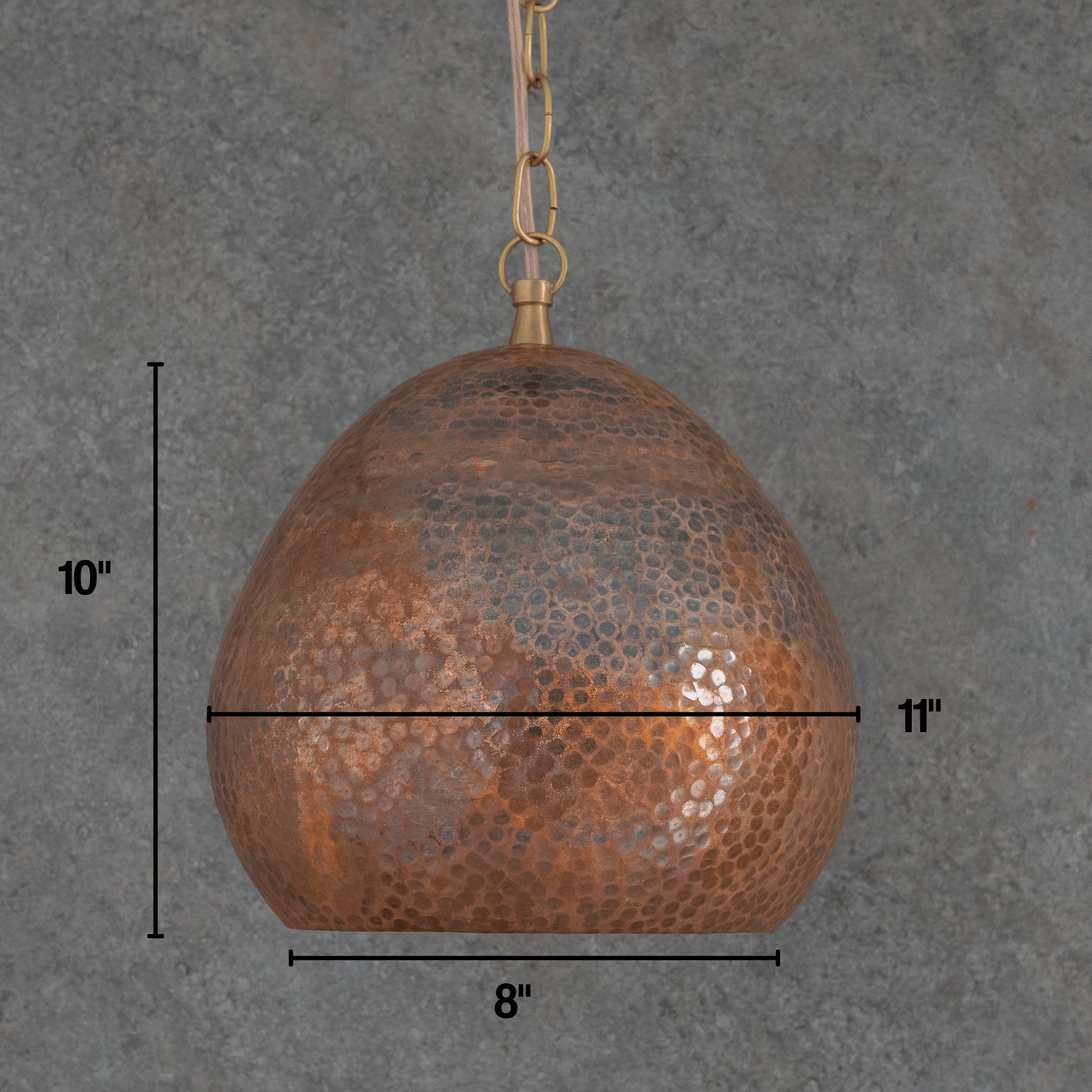 Hand - Hammered Solid Copper Teardrop Pendant Light - Moroccan Brass Fixture for Kitchen Islands & Dining Rooms - Insideast