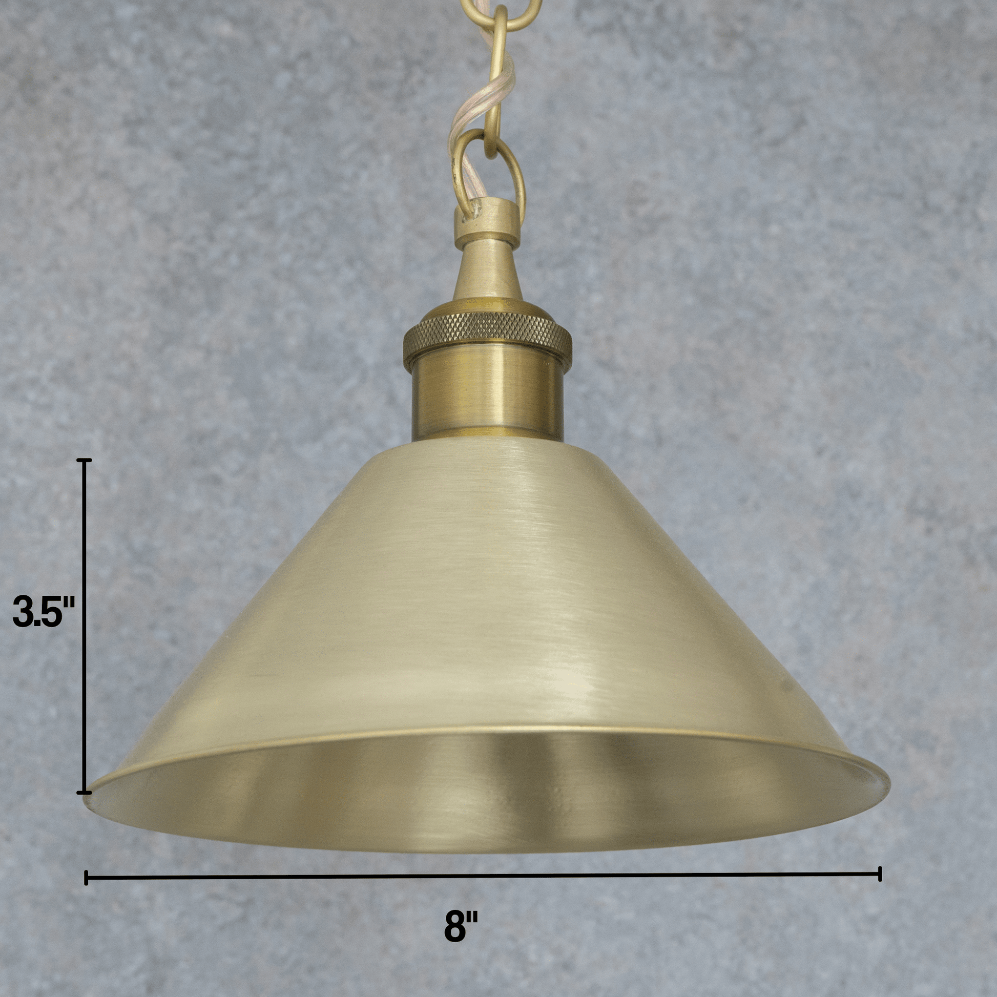 Brushed Brass Minimalist Cone Pendant – Mid - Century Modern Industrial Hanging Light - Insideast