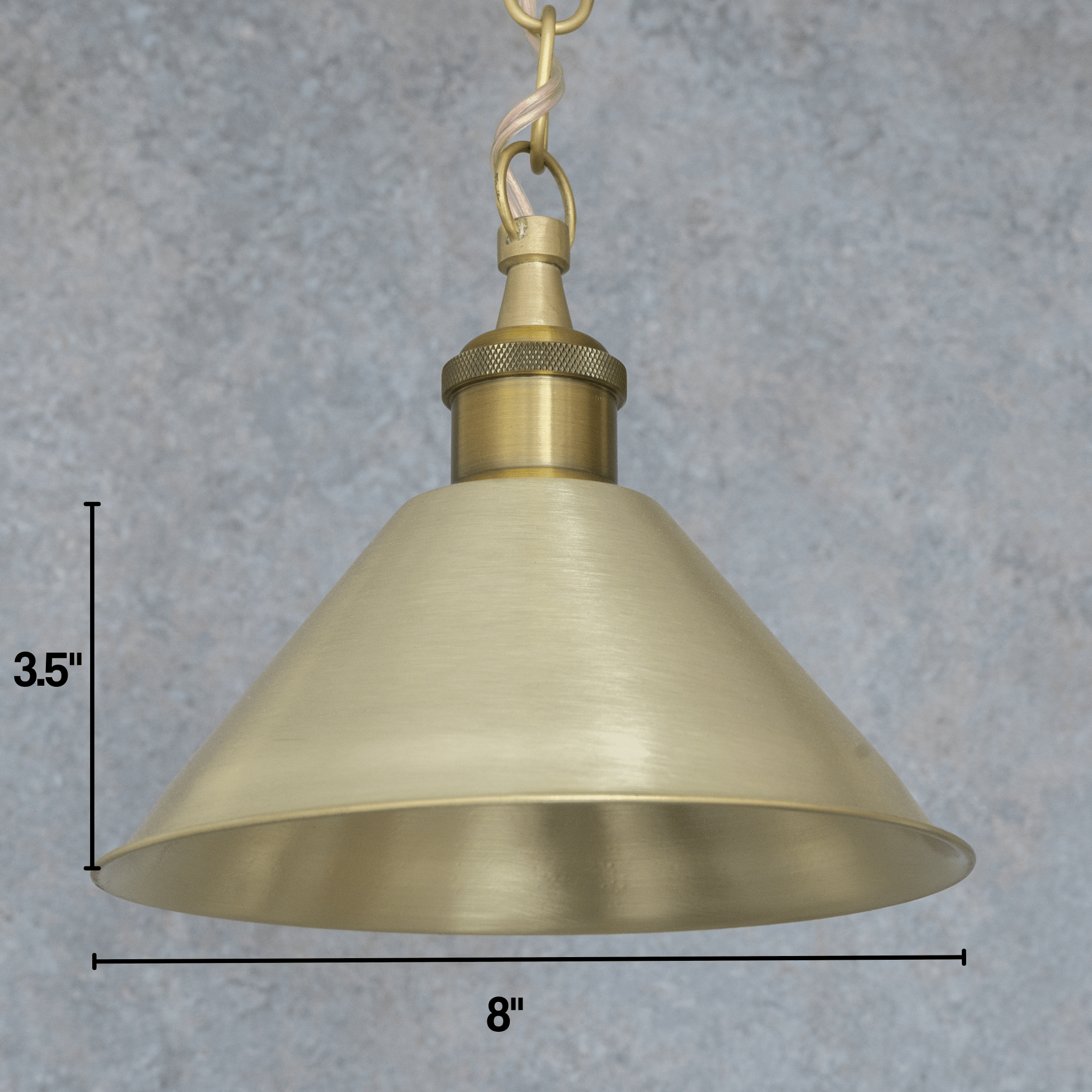 Brushed Brass Minimalist Cone Pendant – Mid - Century Modern Industrial Hanging Light - Insideast