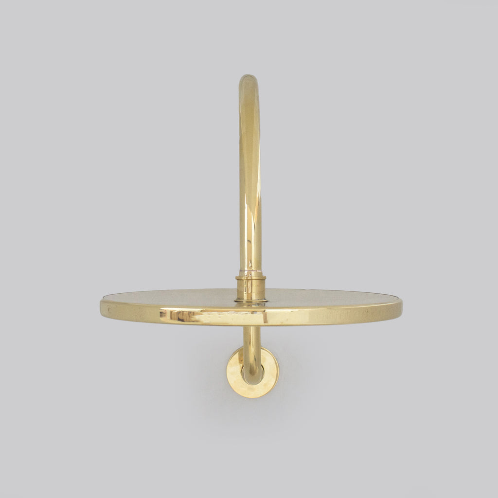 Unlacquered Brass Gooseneck Shower Arm With Rainfall Showerhead, Solid Brass Wall Mounted Shower Arm