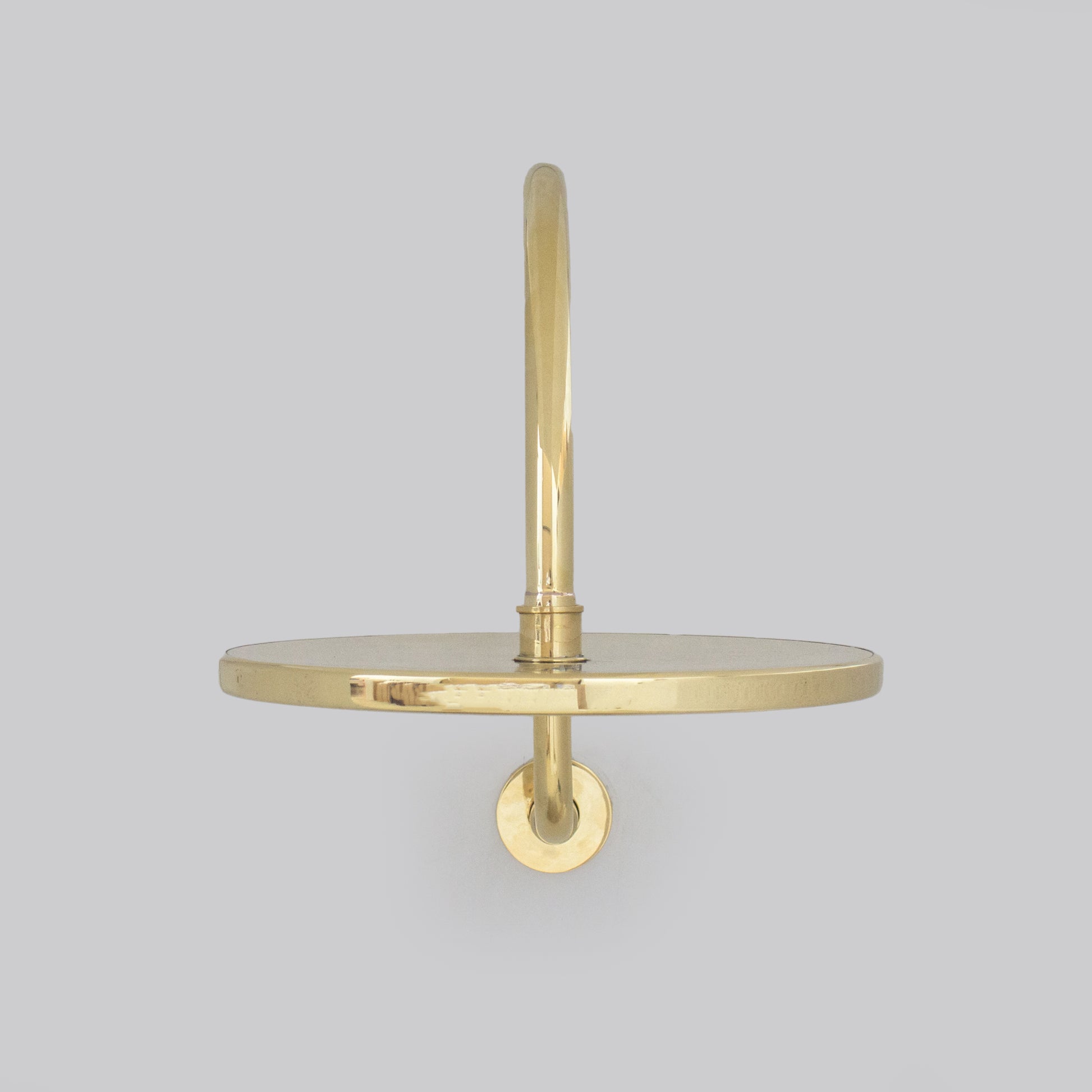 Unlacquered Brass Gooseneck Shower Arm With Rainfall Showerhead, Solid Brass Wall Mounted Shower Arm