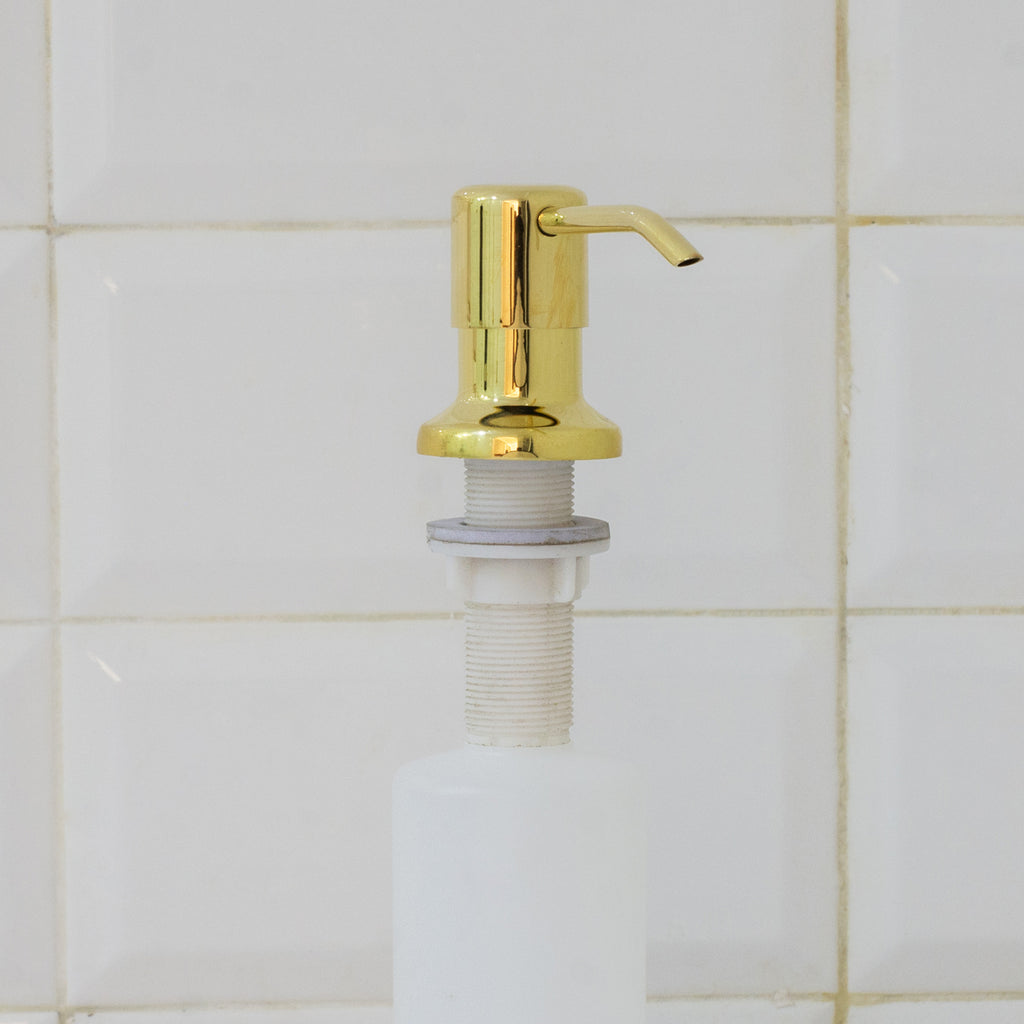 Dispensador de jabón, latón sin lacar, dispensador de jabón para fregadero de cocina