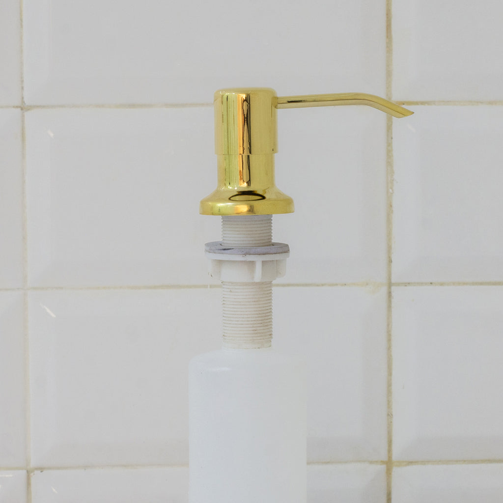 Dispensador de jabón, latón sin lacar, dispensador de jabón para fregadero de cocina