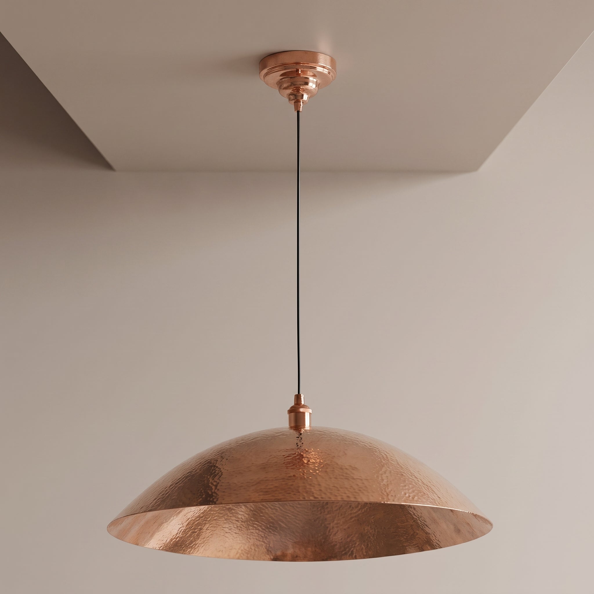 Customizable Large Unlacquered Copper Pendant Light, Ceiling Copper Light Fixture