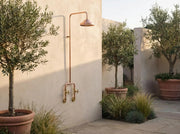 Outdoor Copper Shower Fixture, Copper Rainfall Shower Hot And Cold, Rustic Outdoor Rain Shower