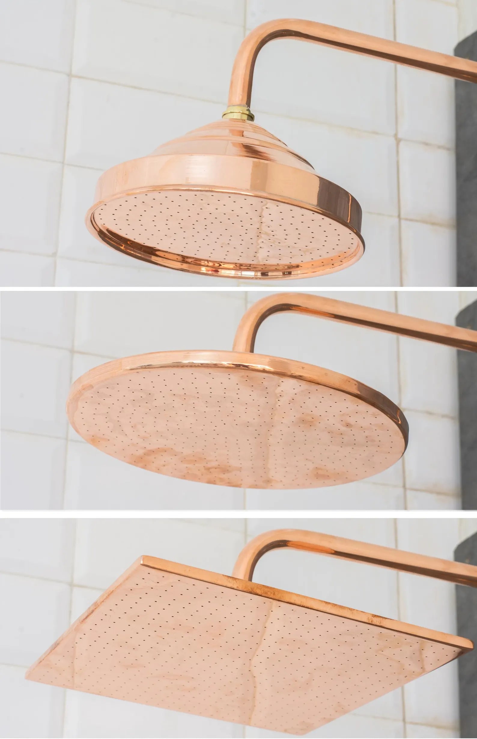 Outdoor Copper Shower Fixture, Copper Rainfall Shower Hot And Cold, Rustic Outdoor Rain Shower