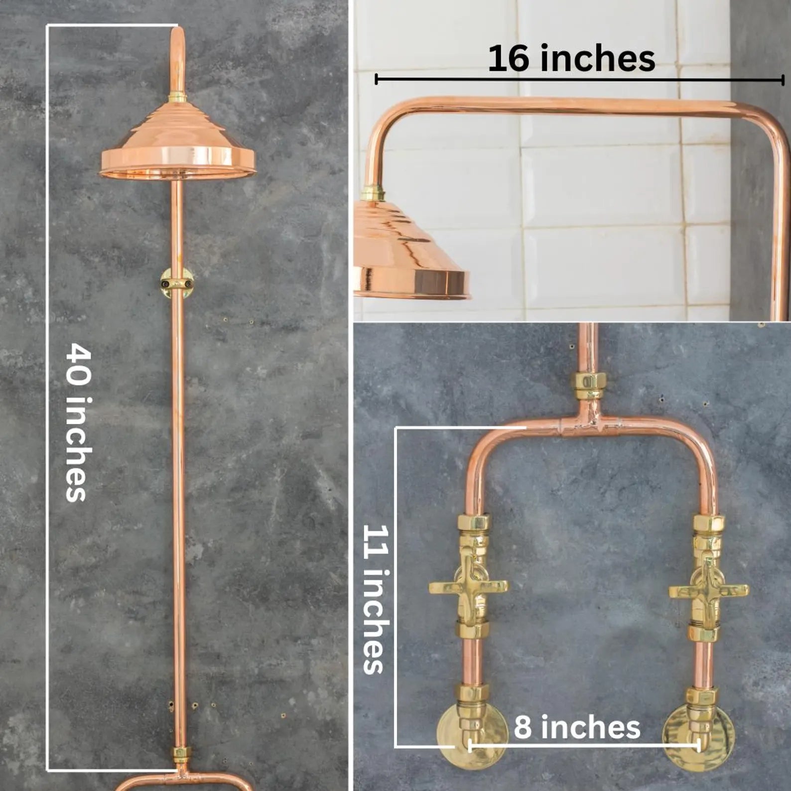 Outdoor Copper Shower Fixture, Copper Rainfall Shower Hot And Cold, Rustic Outdoor Rain Shower