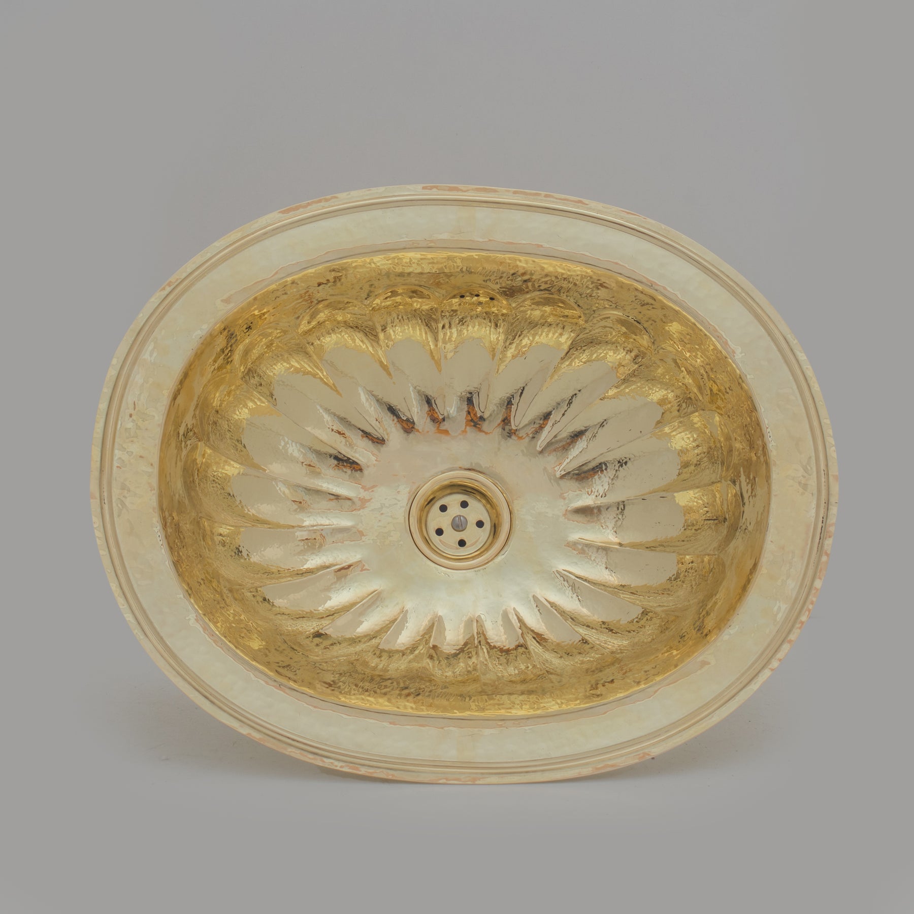 Petal Etched Oval Solid Brass Sink – Drop-in Kitchen or Bathroom Sink