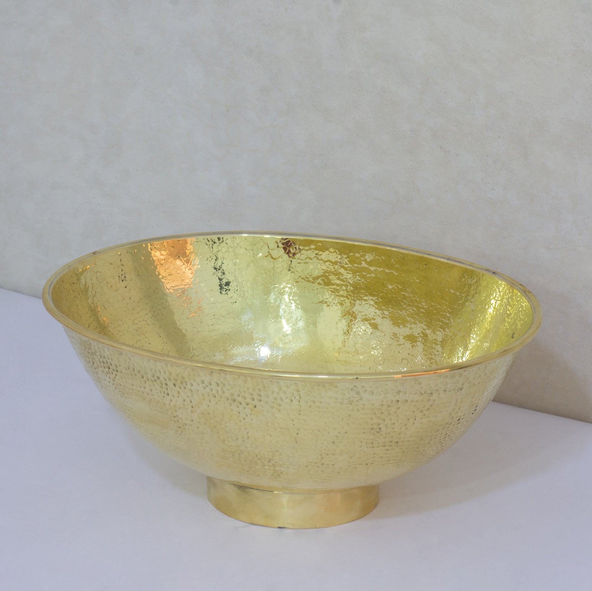 Hammered Brass Oval Vessel Sink | Handmade Bathroom Washbasin