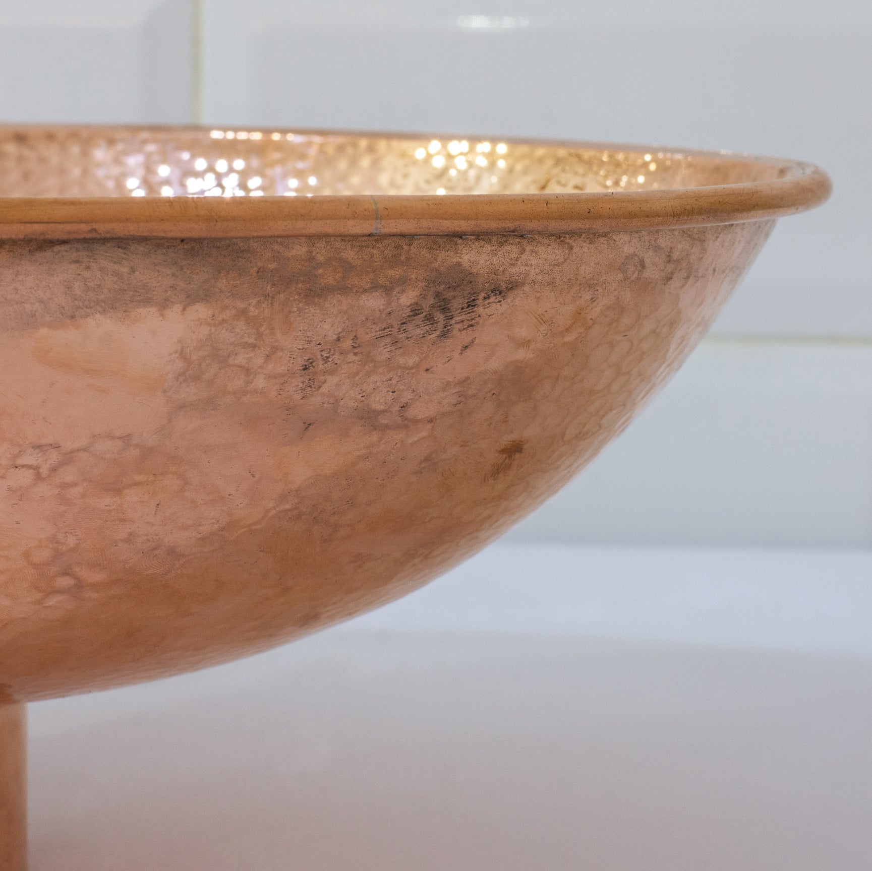 Oval Solid Copper Vessel Sink, Hammered Bathroom Vanity Sink, Powder Room Basin Sink