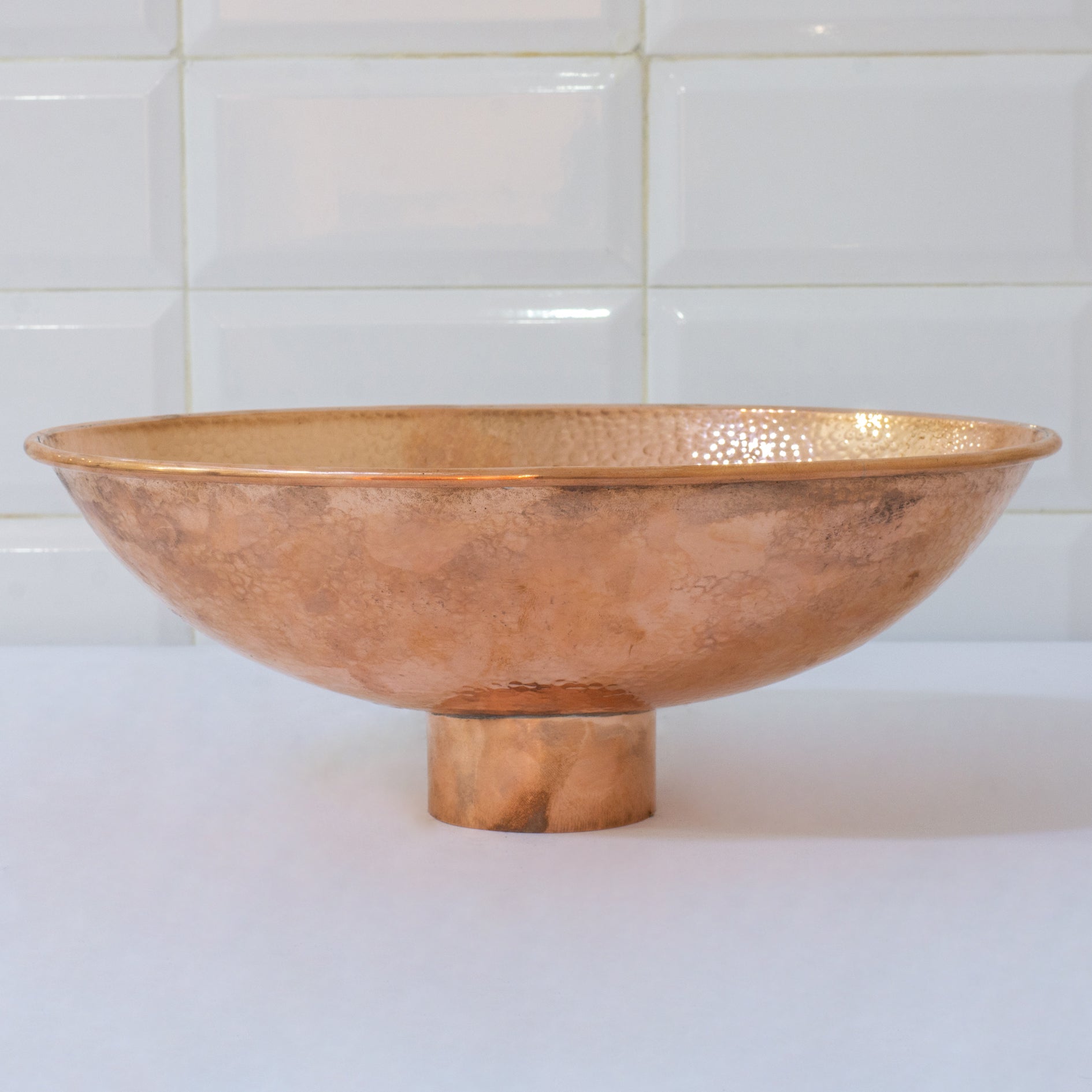 Oval Solid Copper Vessel Sink, Hammered Bathroom Vanity Sink, Powder Room Basin Sink