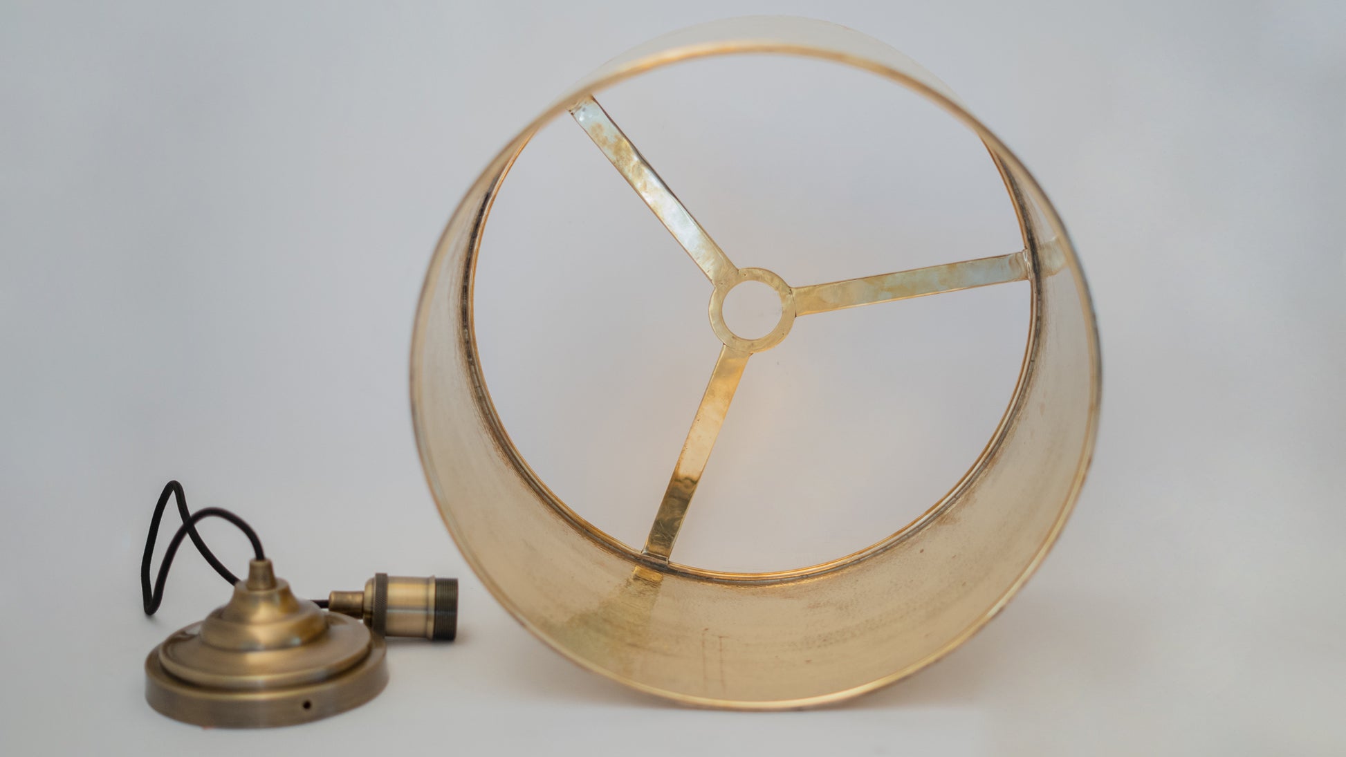 Hammered Brass Cylinder Pendant Light, Unlacquered Brass Pendant Light