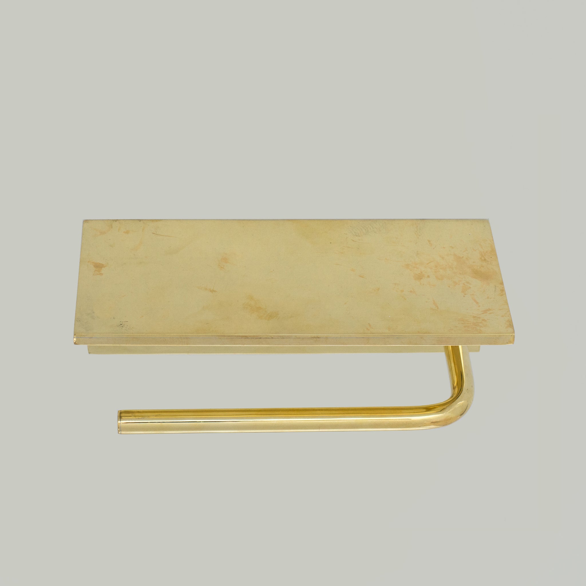 Unlacquered Brass Bathroom Floating Shelf With Hook, Wall Mount Shelf With Toilet Paper Holder