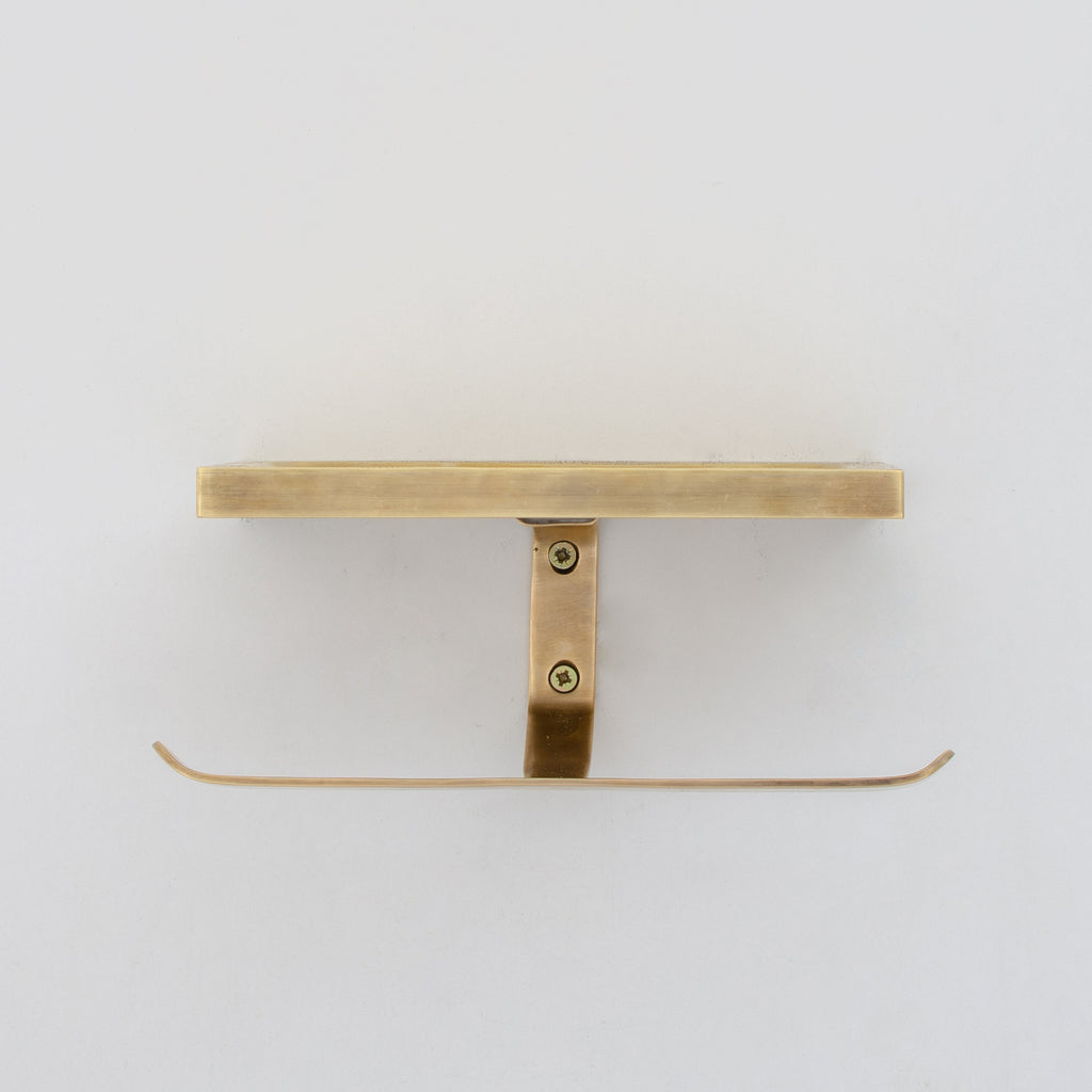 Solid Brass Toilet Paper Holder With Shelf | Powder Room Roll Holder
