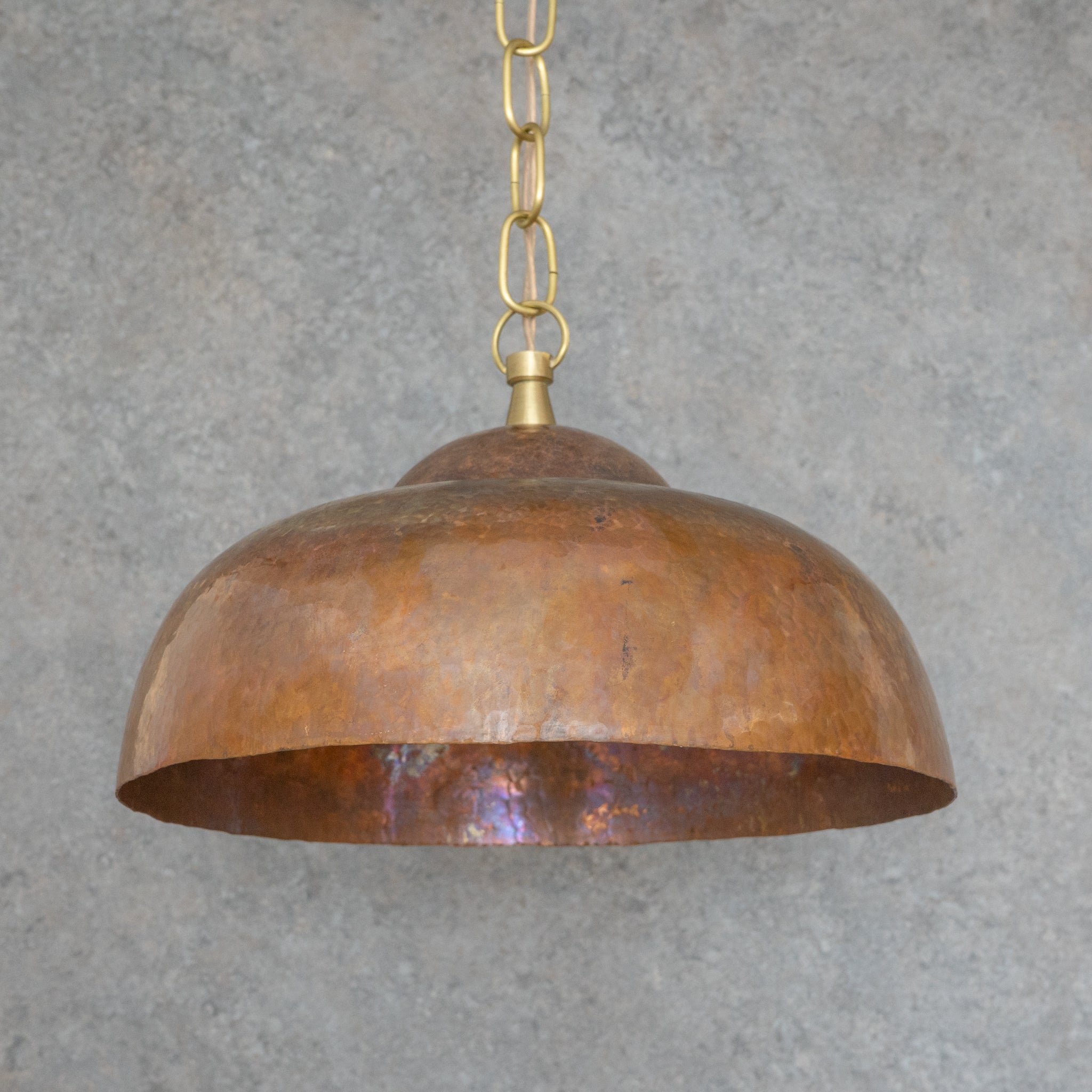 Tiered Copper Dome: Solid Hand - Forged Artisan Lighting with Aged Patina Finish - Insideast