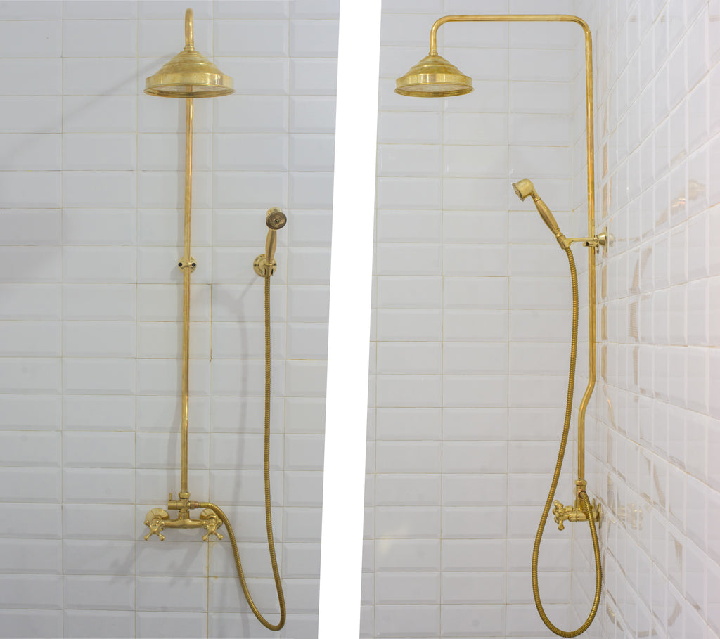 Heritage - Unlacquered Brass Exposed Shower System With Handheld