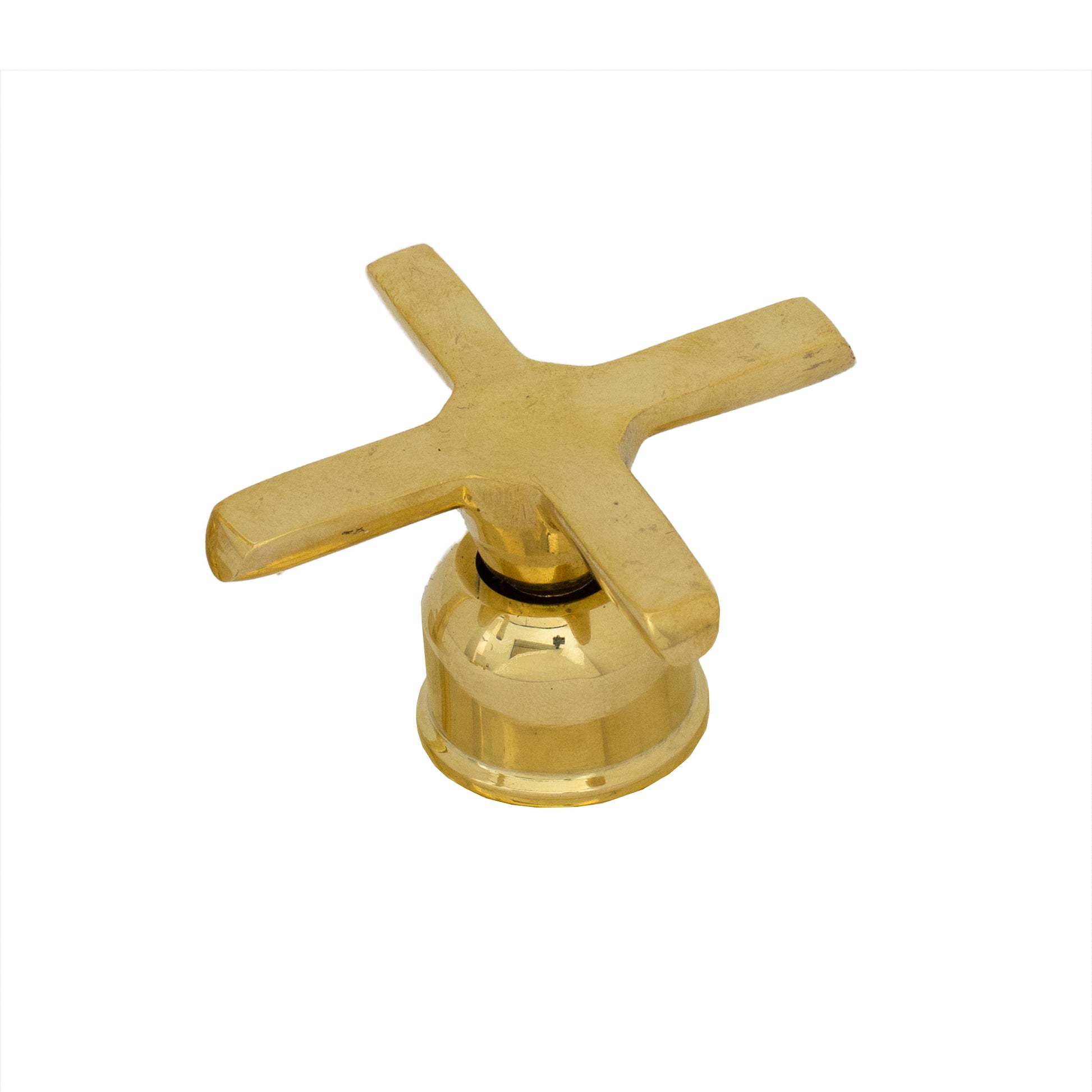 Single-Hole Unlacquered Brass Bathroom Sink Vanity Faucet with Double Simple Cross Handles