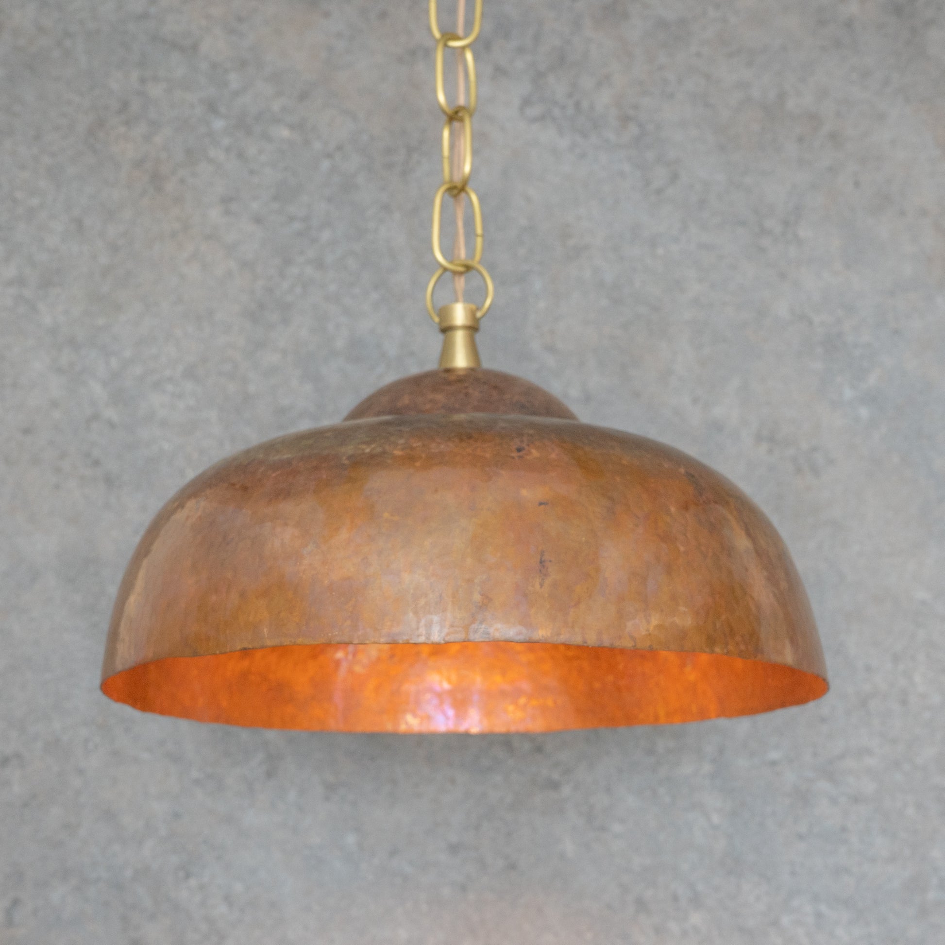 Tiered Copper Dome: Solid Hand - Forged Artisan Lighting with Aged Patina Finish - Insideast