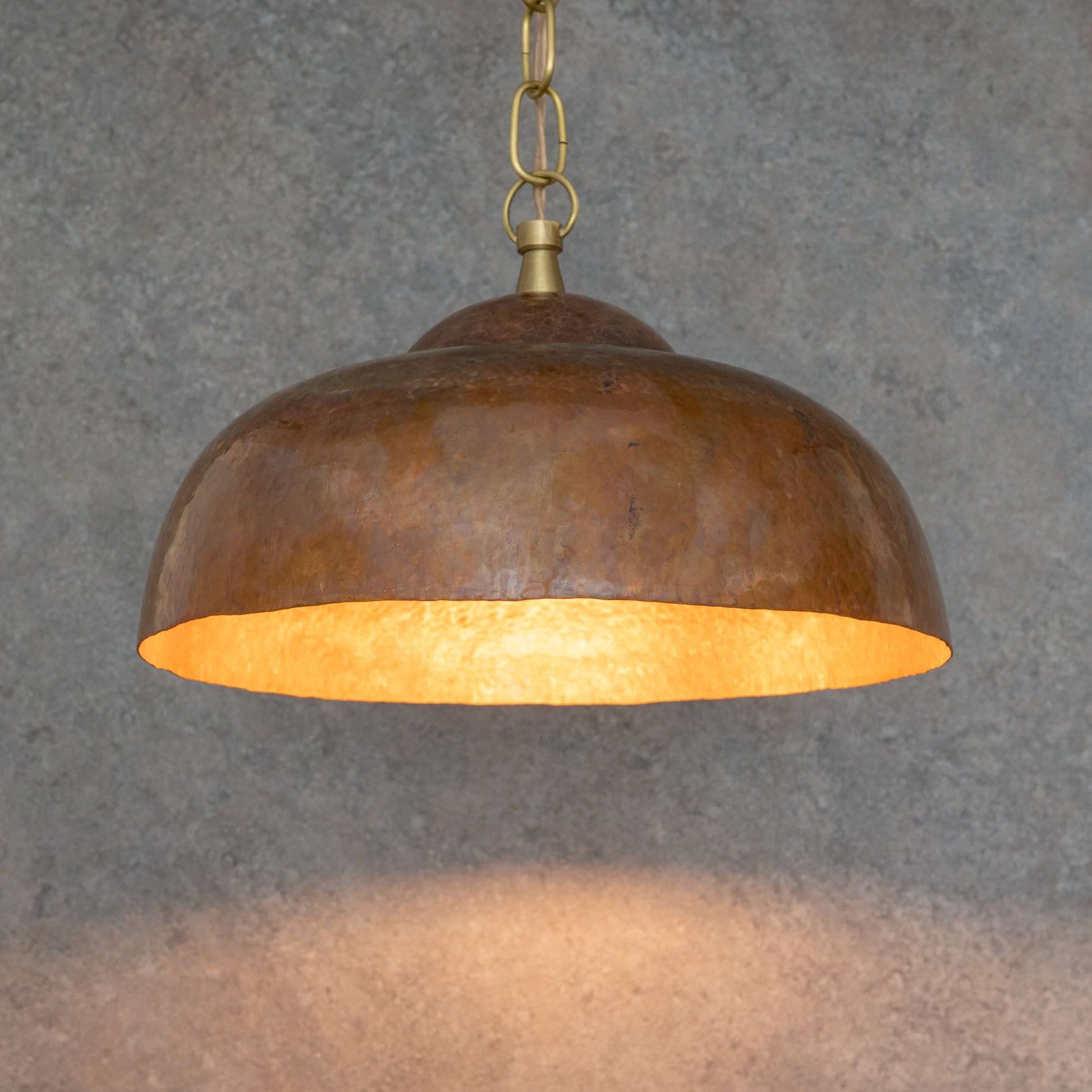 Tiered Copper Dome: Solid Hand - Forged Artisan Lighting with Aged Patina Finish - Insideast