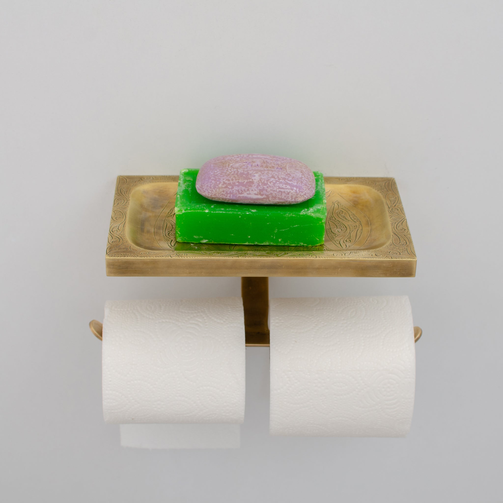 Solid Brass Toilet Paper Holder With Shelf | Powder Room Roll Holder