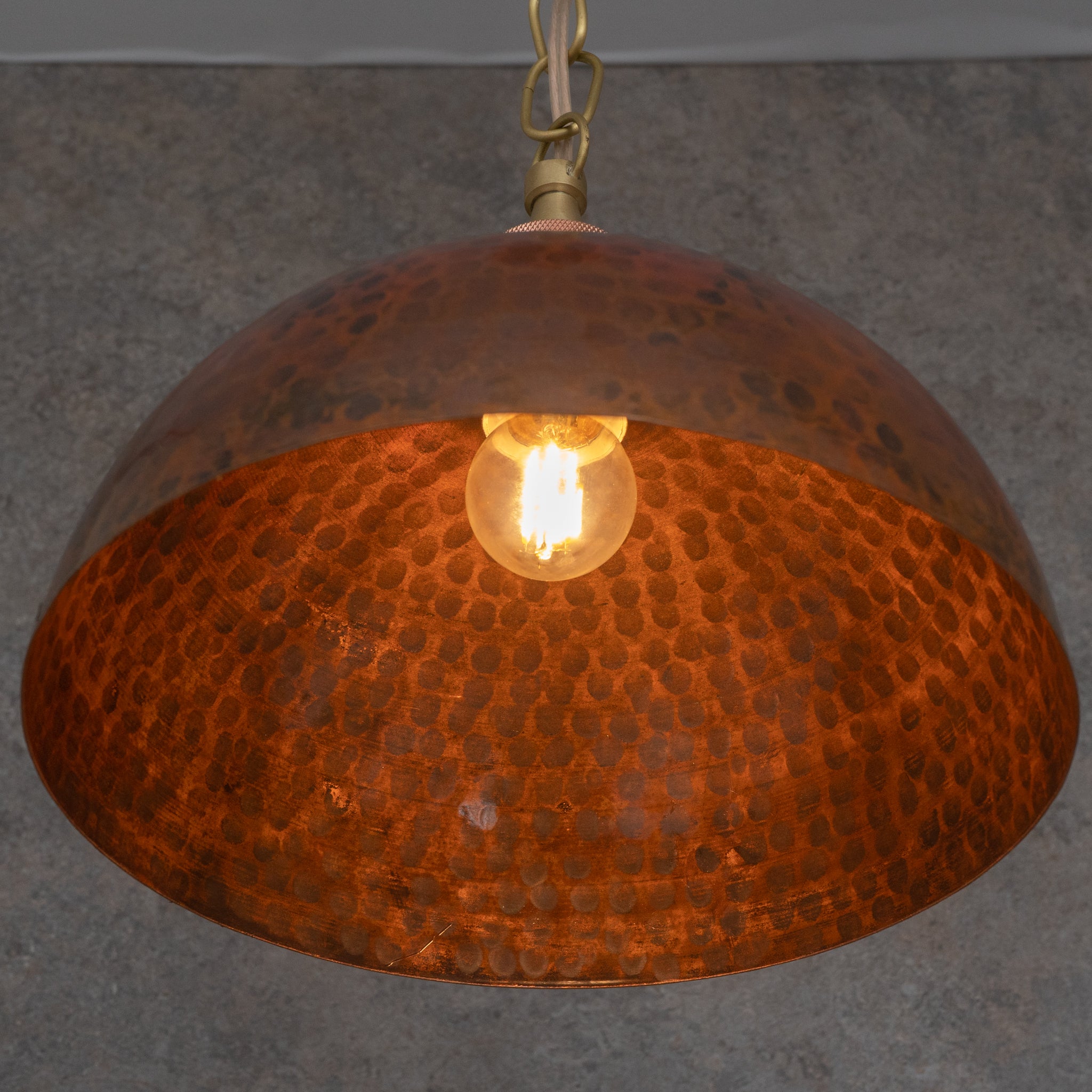 Copper Smooth Hammered Dome Pendant Light : The Warmth of Marrakesh