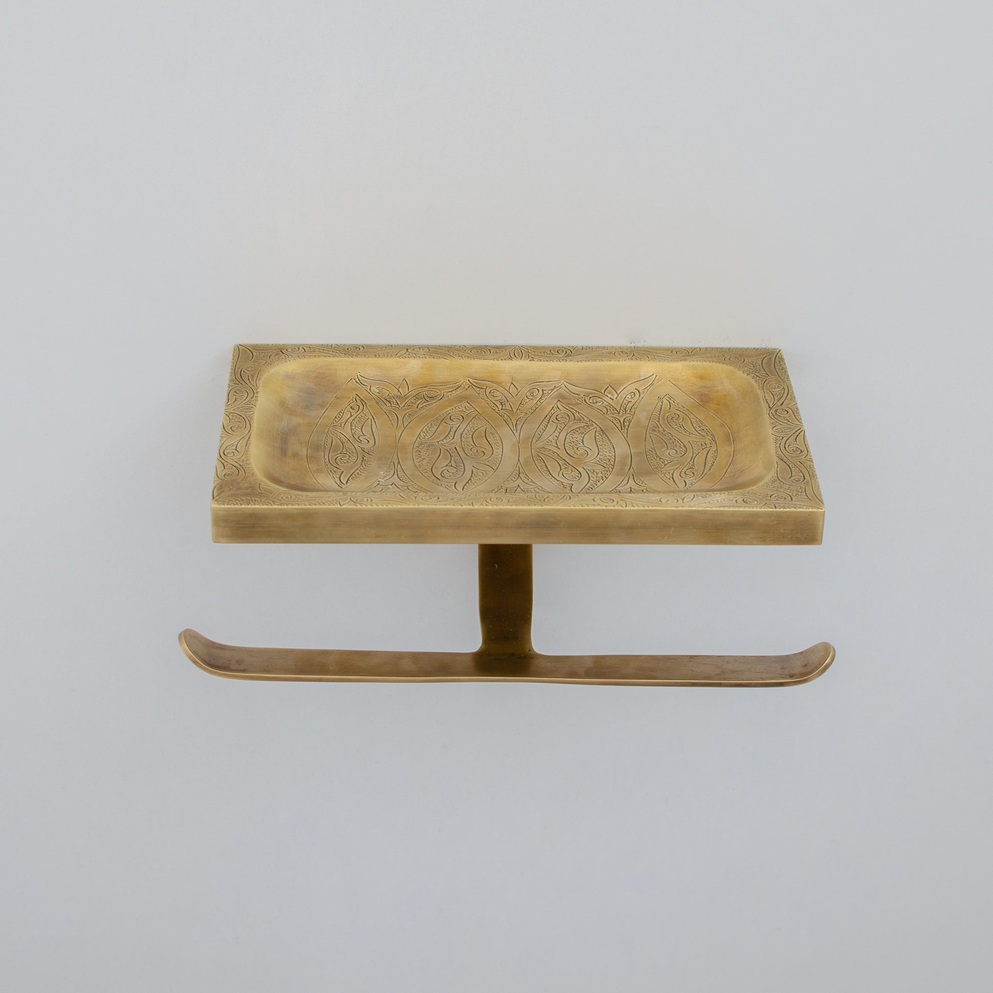 Solid Brass Toilet Paper Holder With Shelf | Powder Room Roll Holder