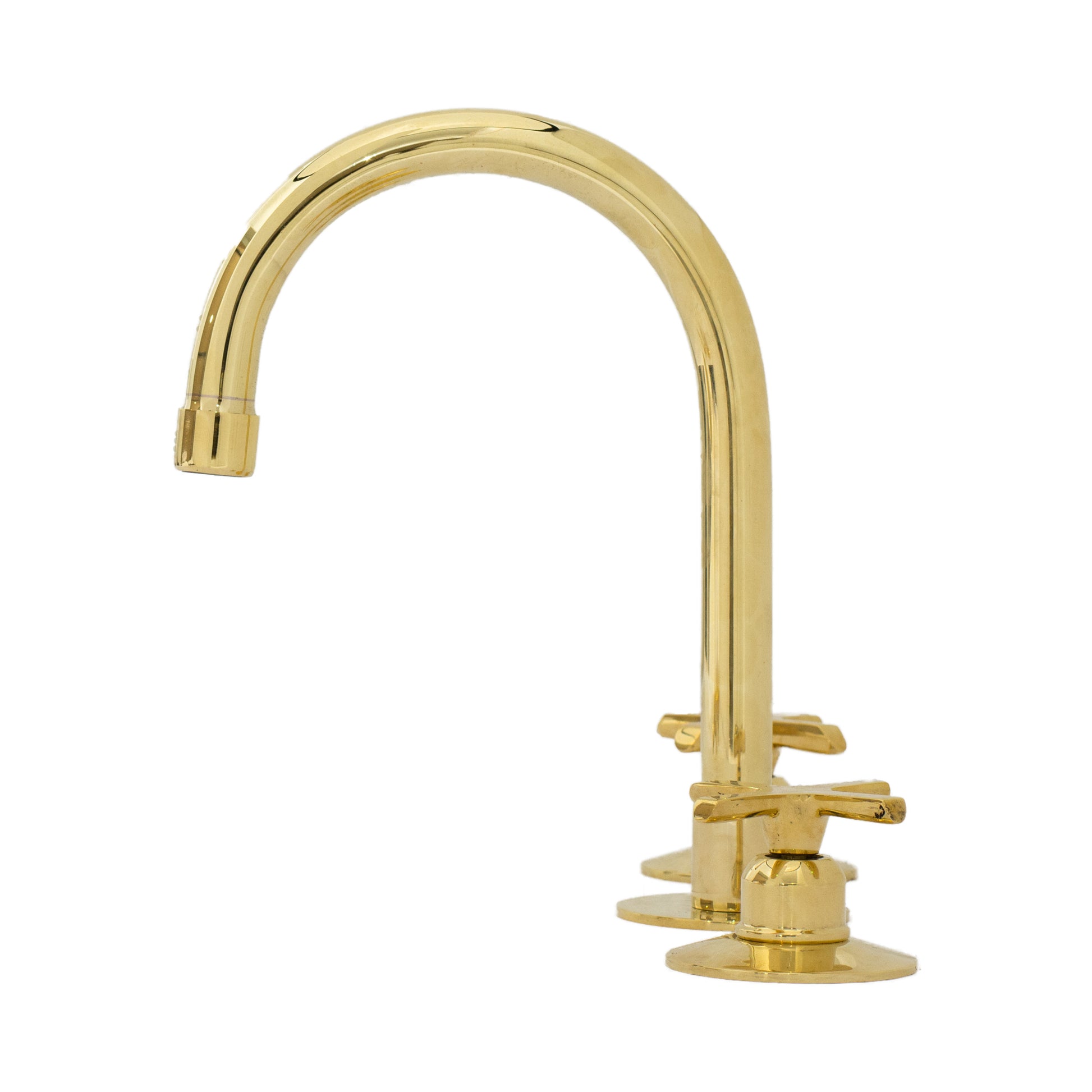 Deck Mounted Unlacquered Brass Faucet, Vanity Sink Faucet, Antique Brass Bathroom Faucet