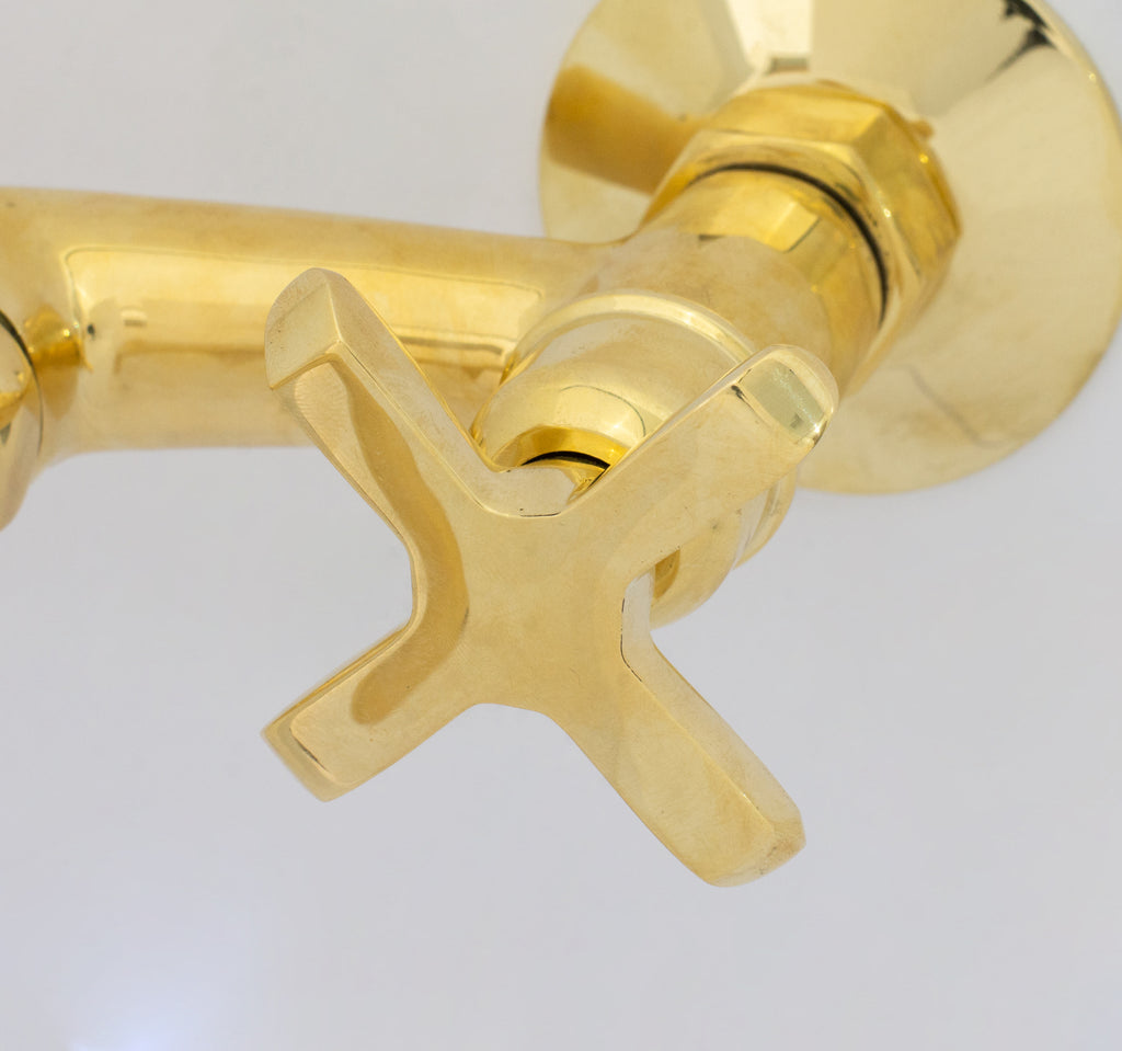 Unlacquered Brass Wall Faucet | Wall-Mounted Bridge Faucet