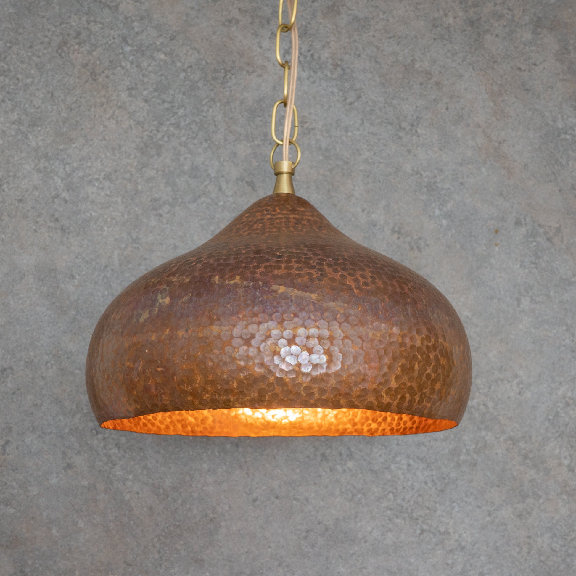 Tiered Copper Dome: Solid Hand - Forged Artisan Lighting with Aged Patina Finish - Insideast