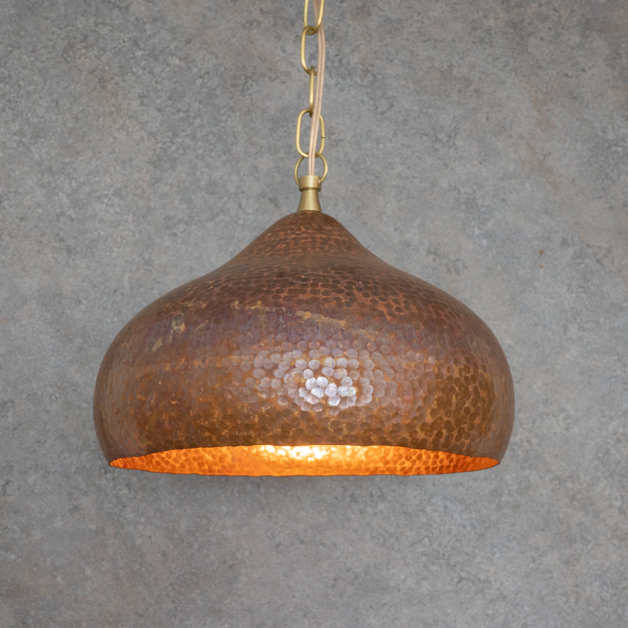 Tiered Copper Dome: Solid Hand - Forged Artisan Lighting with Aged Patina Finish - Insideast